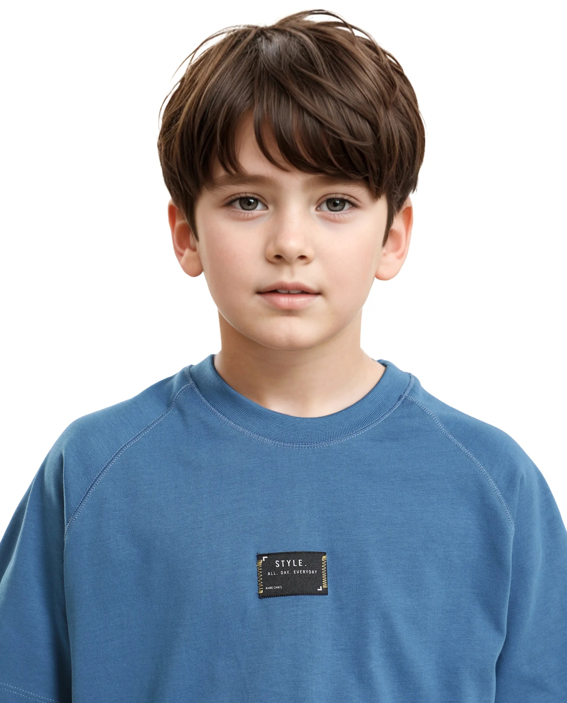 Rare Ones Kids Blip Dark Blue Cotton Short Sleeve Crew Neck T-Shirt