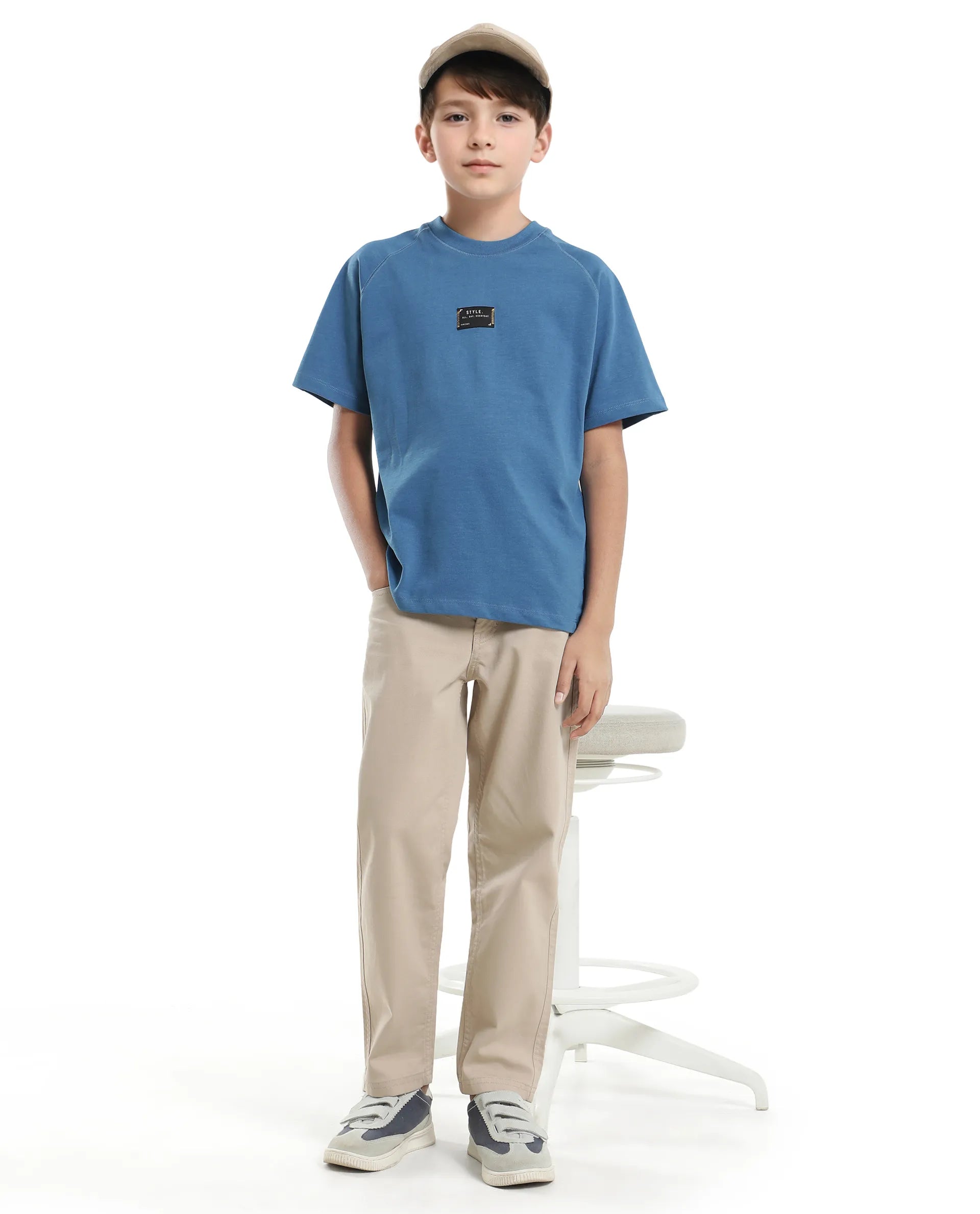 Rare Ones Kids Blip Dark Blue Cotton Short Sleeve Crew Neck T-Shirt