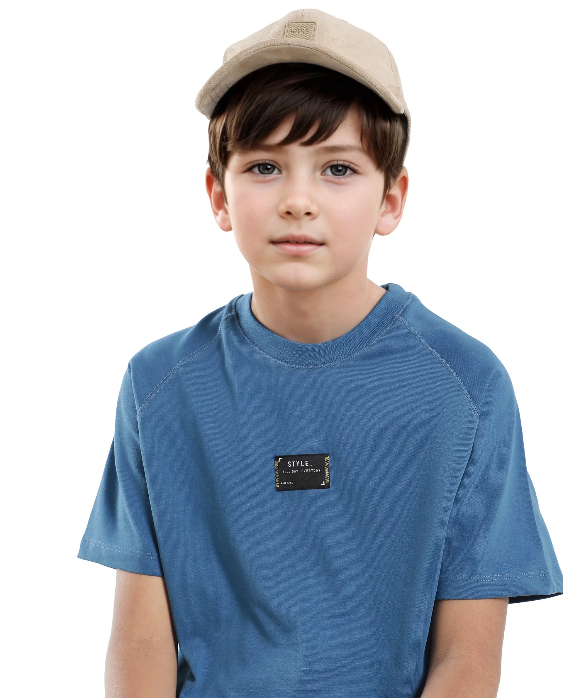 Rare Ones Kids Blip Dark Blue Cotton Short Sleeve Crew Neck T-Shirt