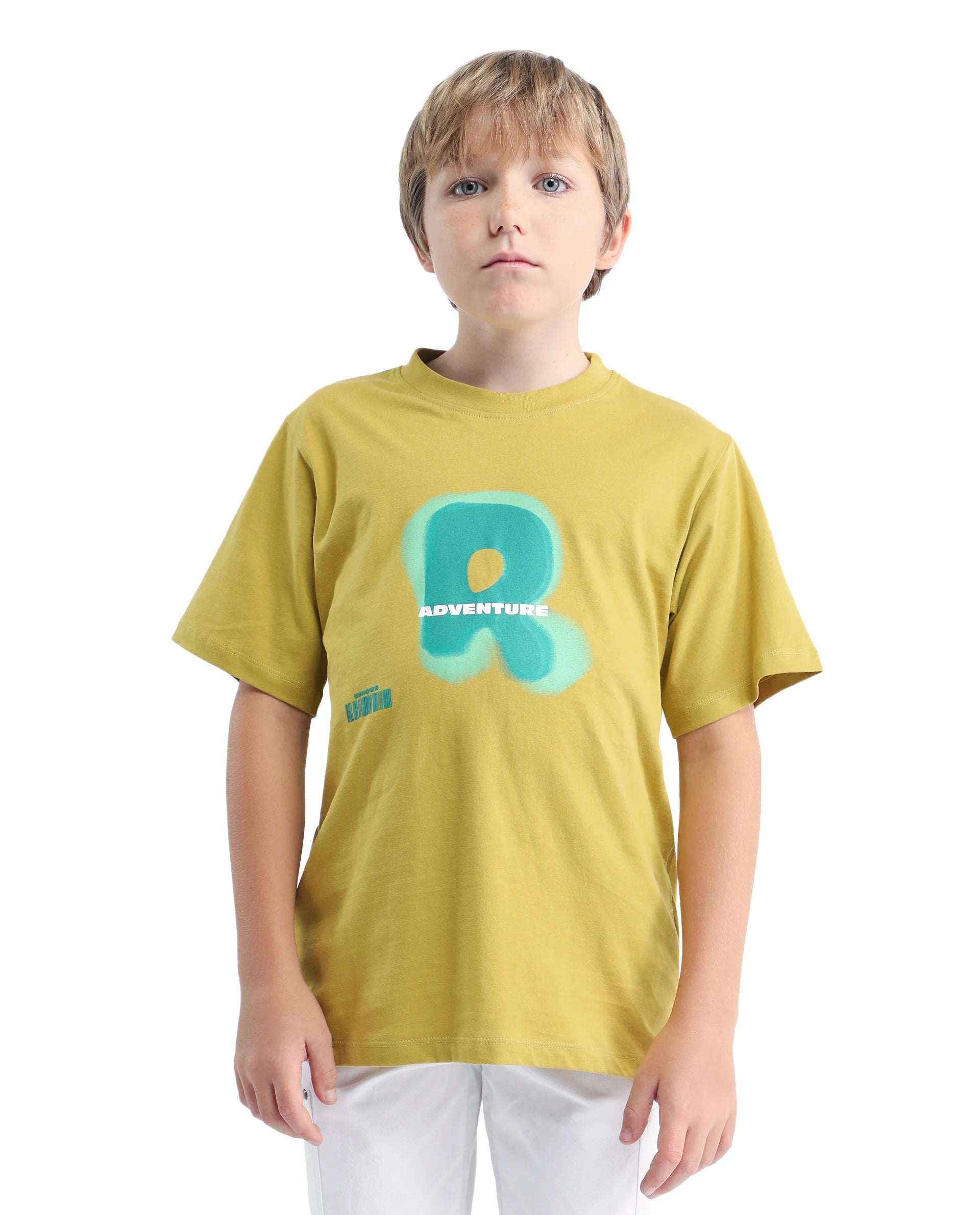 Rare Ones Kids Blurr Yellow Cotton Half Sleeve Printed Slip-On Closure Regular Fit T-Shirt
