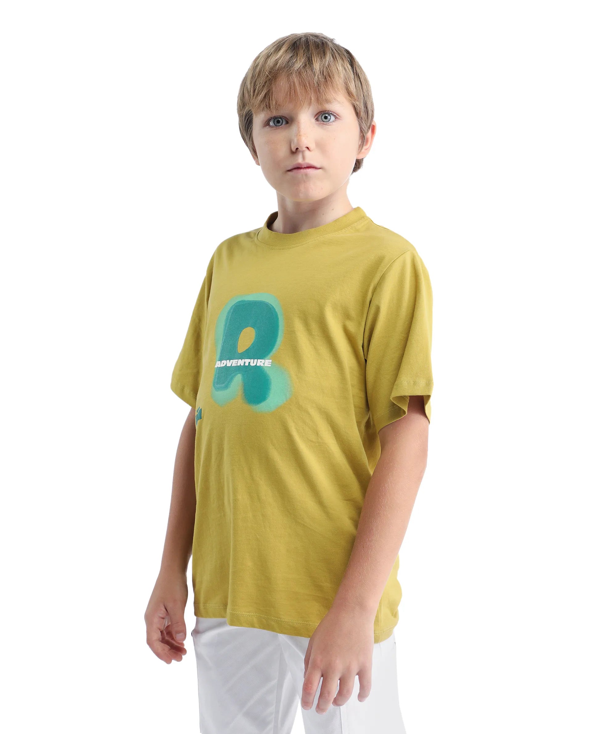 Rare Ones Kids Blurr Yellow Cotton Half Sleeve Printed Slip-On Closure Regular Fit T-Shirt