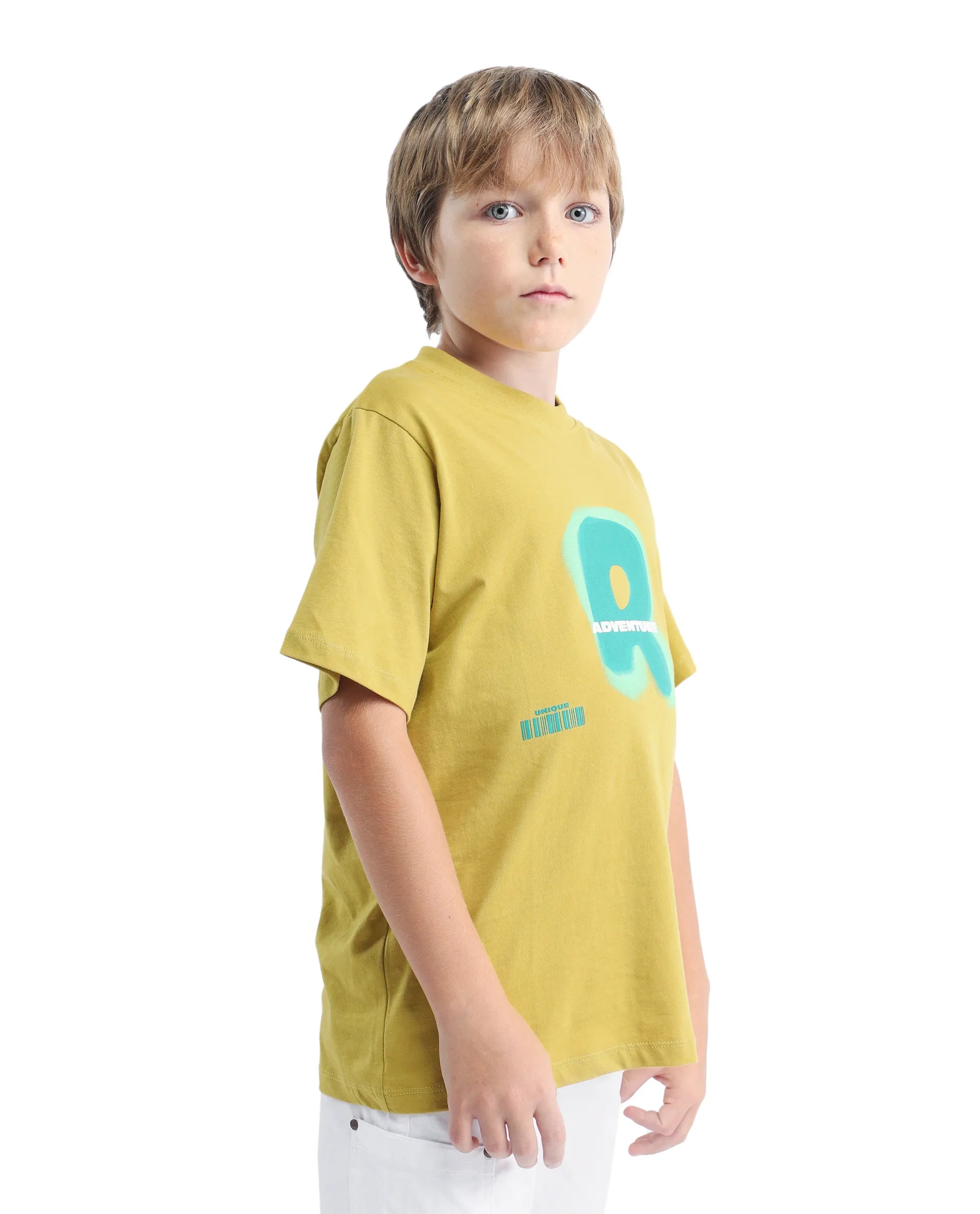 Rare Ones Kids Blurr Yellow Cotton Half Sleeve Printed Slip-On Closure Regular Fit T-Shirt