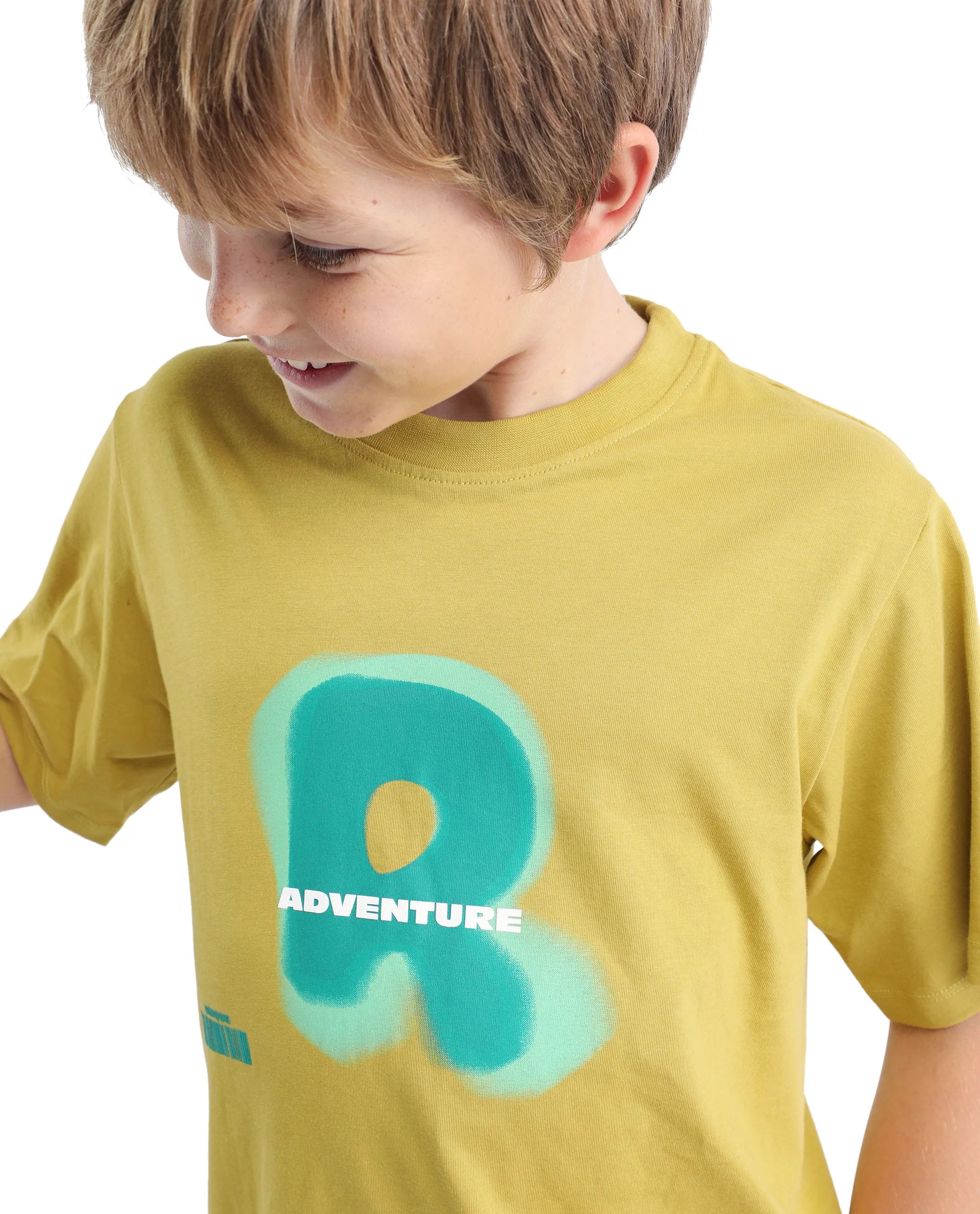 Rare Ones Kids Blurr Yellow Cotton Half Sleeve Printed Slip-On Closure Regular Fit T-Shirt