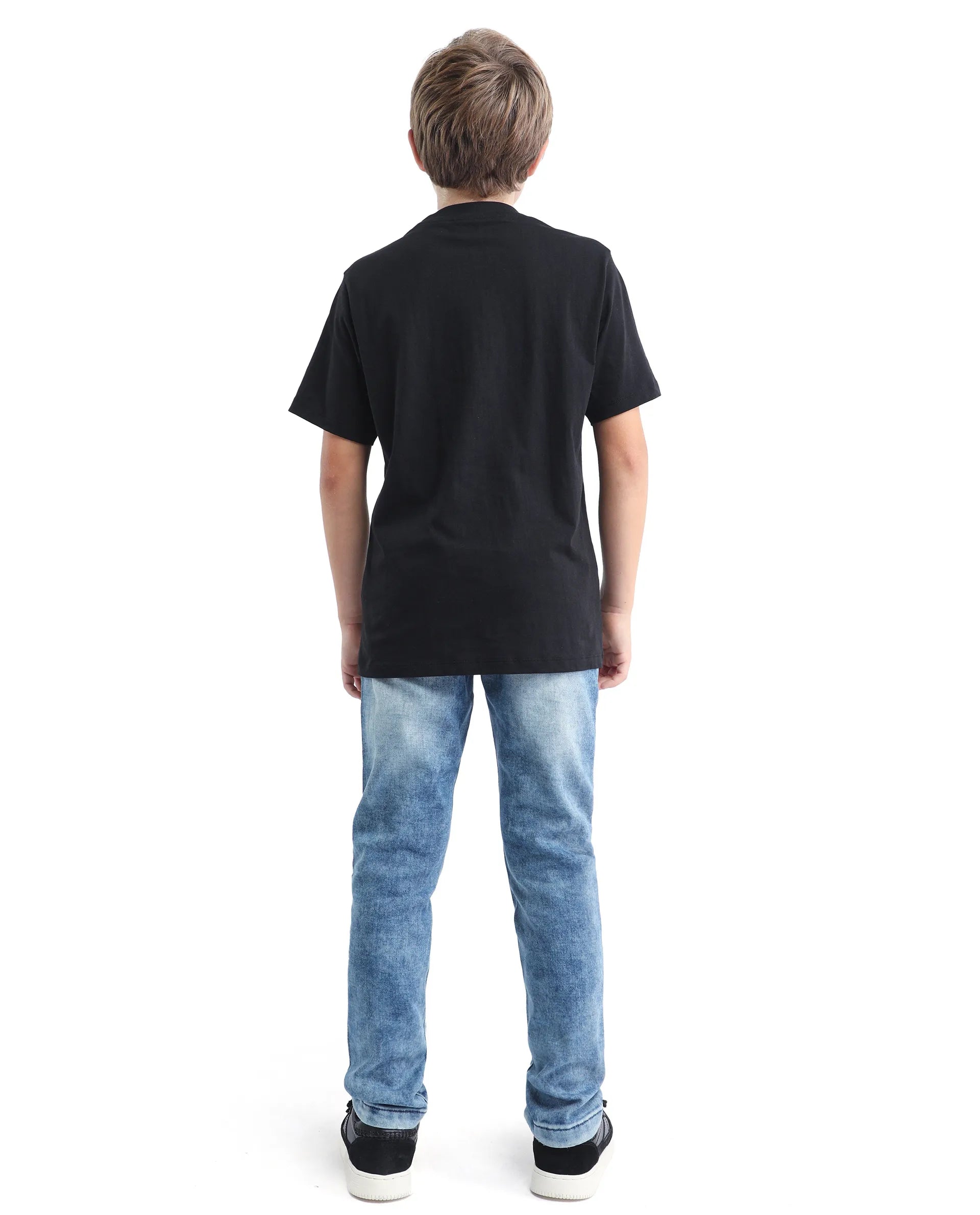Rare Ones Kids Blux-K Dark Blue Cotton Blend Button And Zip Closure Plain Slim Fit Jeans