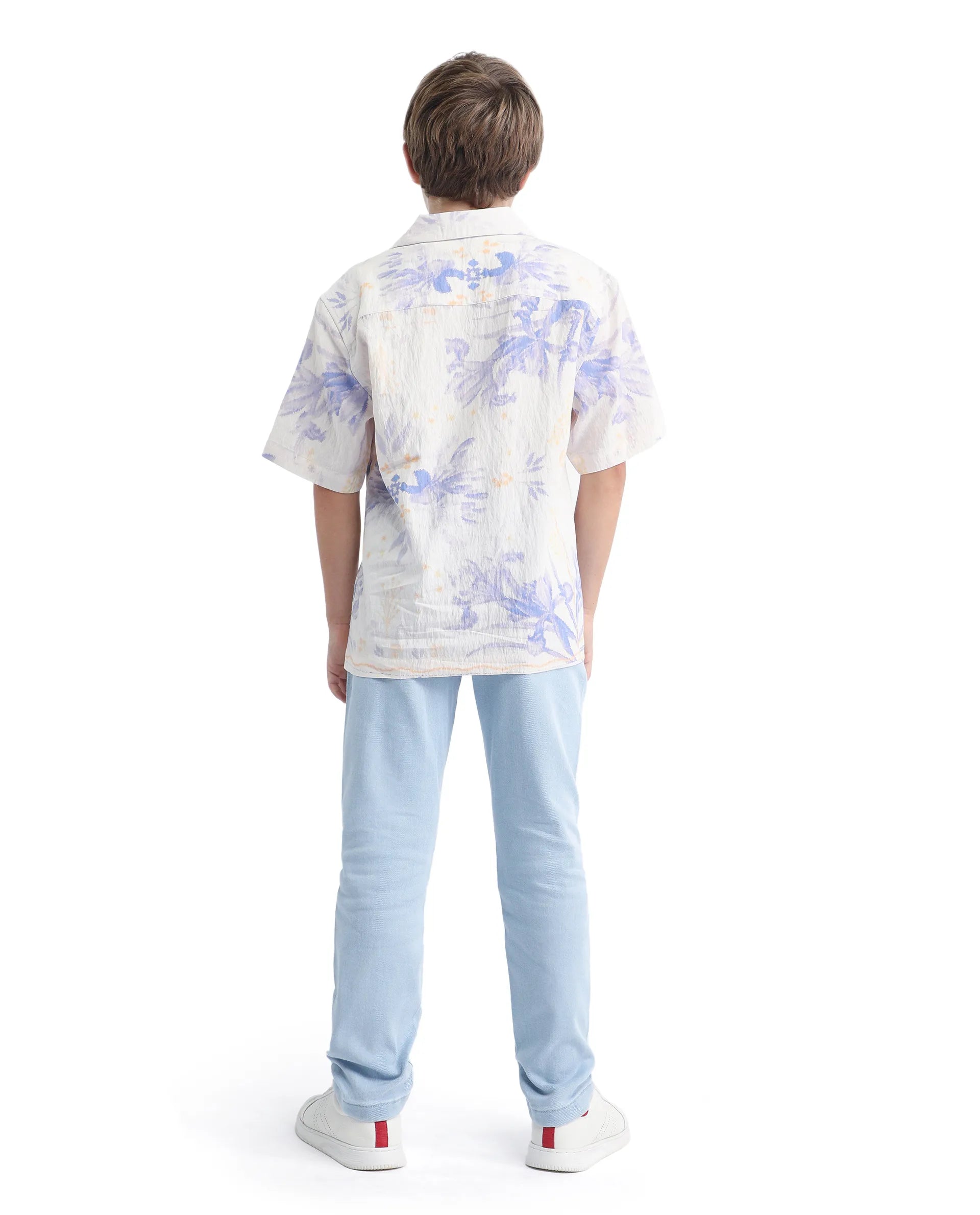 Rare Ones Kids Blux-K Light Blue Cotton Blend Button And Zip Closure Plain Slim Fit Jeans