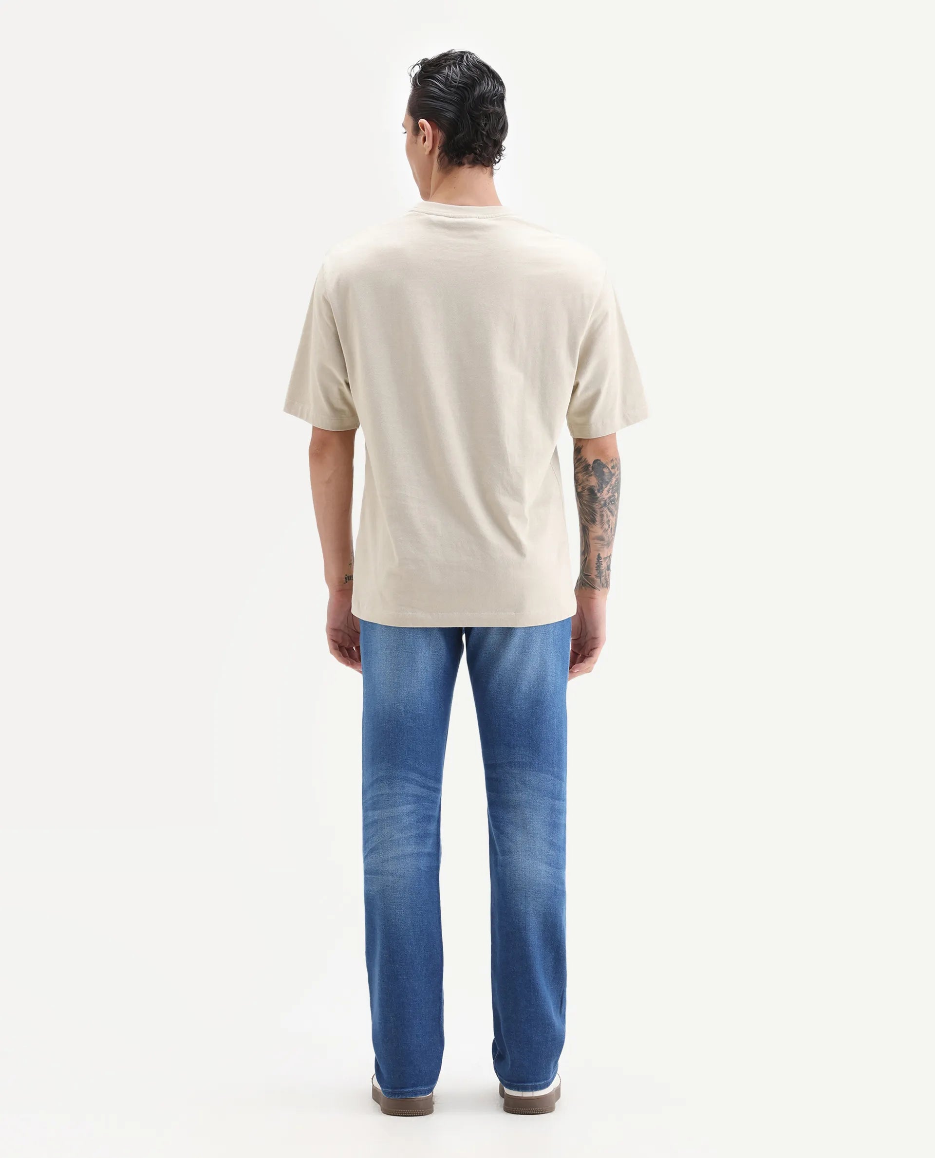 Rare Rabbit Men's Bluxx- 1 Blue Cotton Blend Fabric Morris Regular Plain Jeans