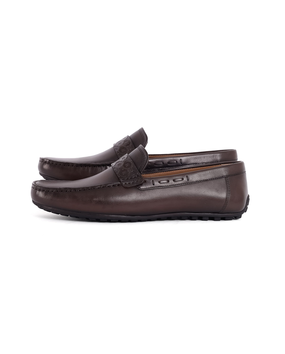 Rare Rabbit Men's Bold Brown Slip-On Monotone Genuine Leather Driver M