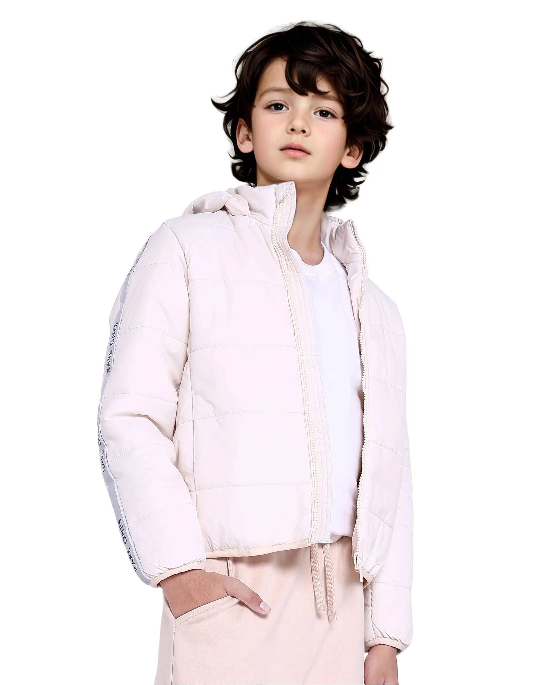 Rare Ones Kids Bolin White Polyester Full Sleeve Solid Jacket