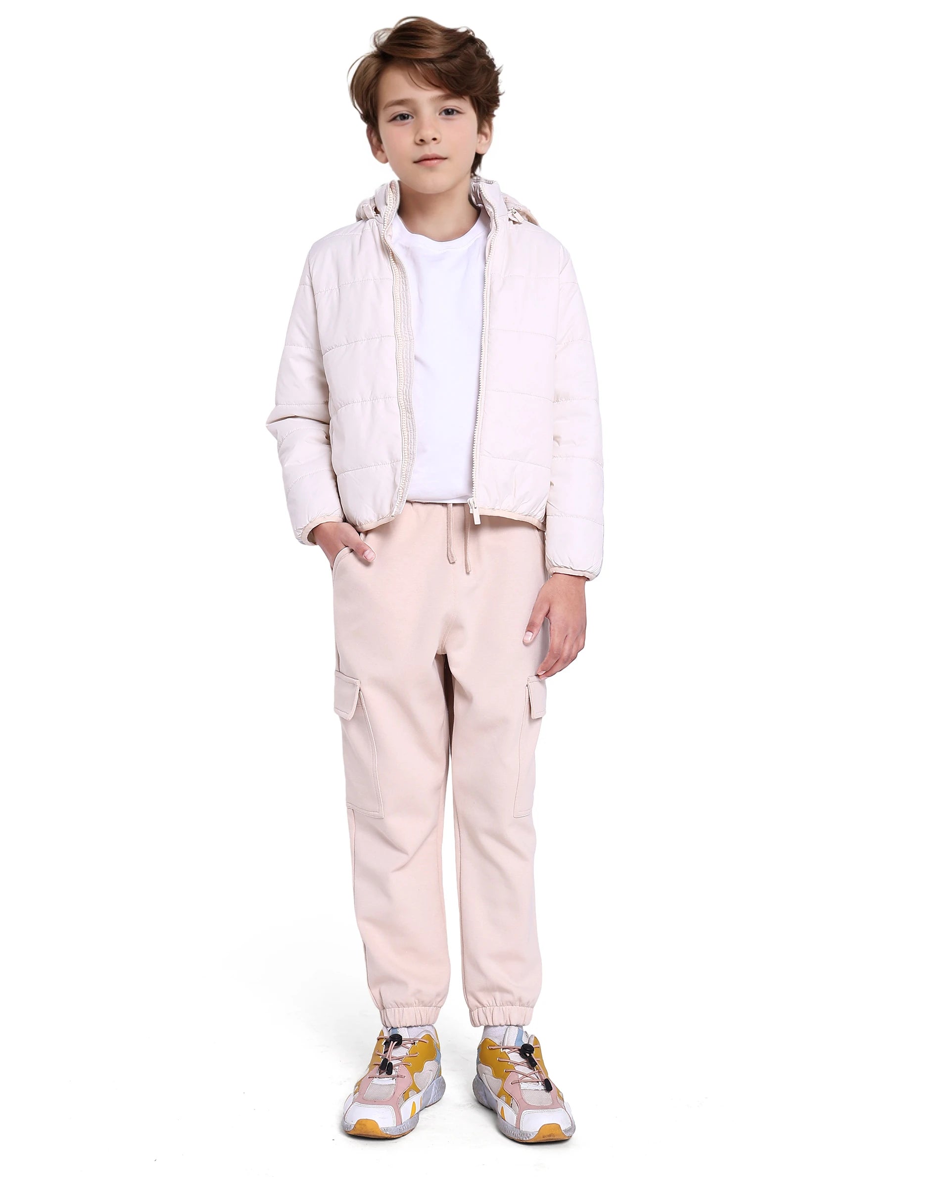 Rare Ones Kids Bolin White Polyester Full Sleeve Solid Jacket