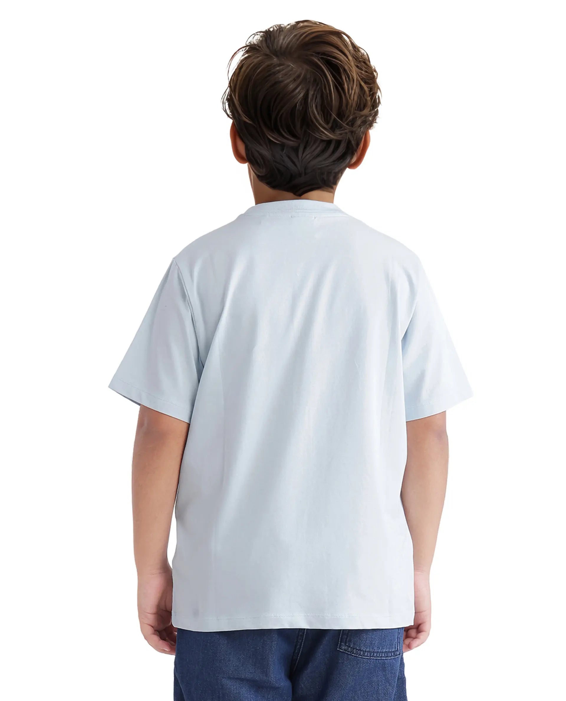 Rare Ones Kids Bolt Pastel Blue Cotton Blend Short Sleeve Crew Neck Print T-Shirt
