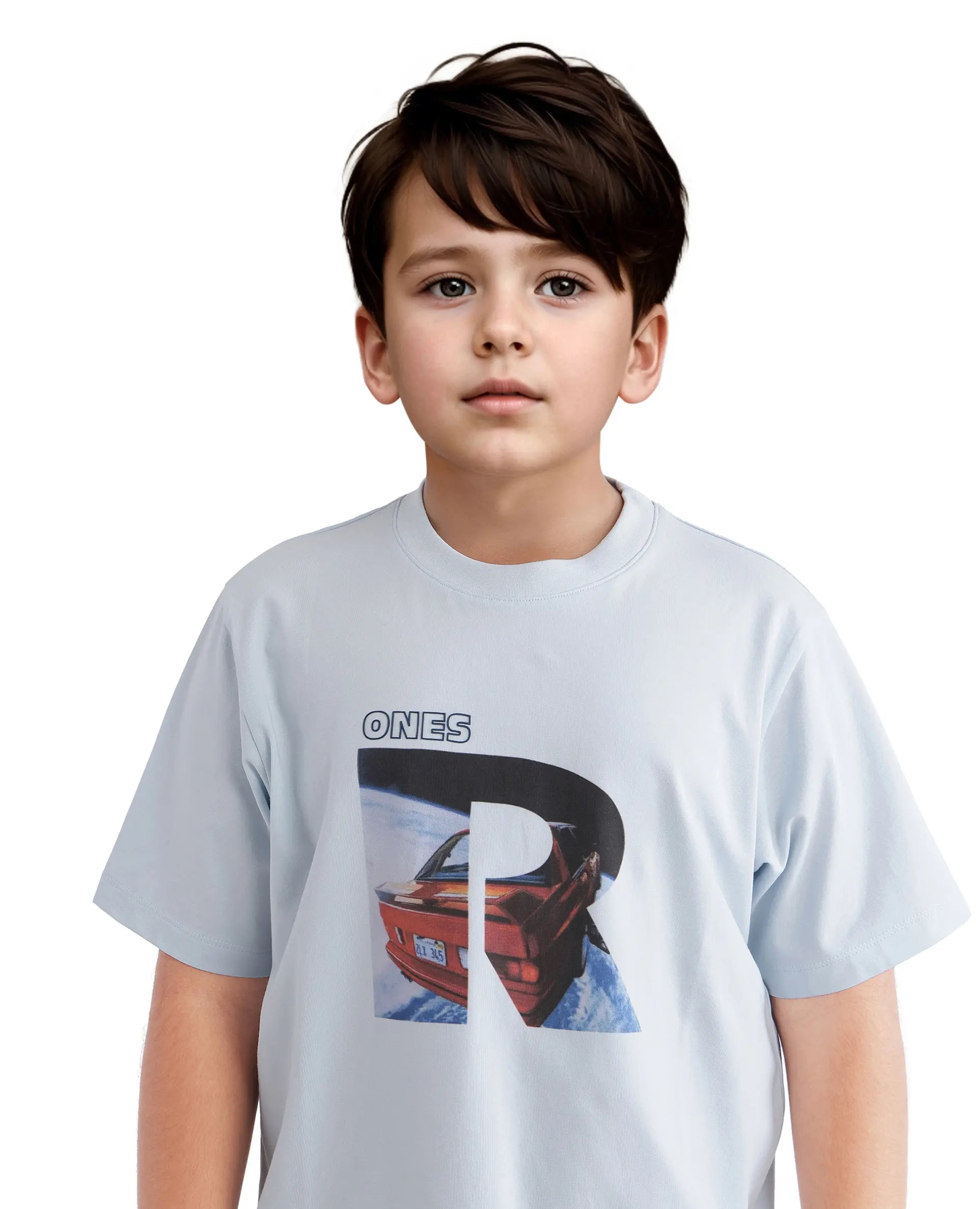 Rare Ones Kids Bolt Pastel Blue Cotton Blend Short Sleeve Crew Neck Print T-Shirt