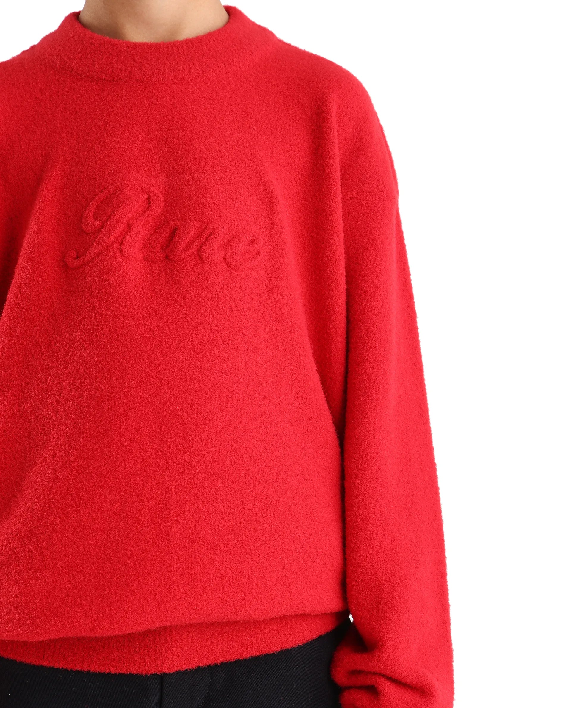 Rare Ones Kids Bon Red Acrylic Blend Typography Slip-On Closure Relaxed Fit Sweater