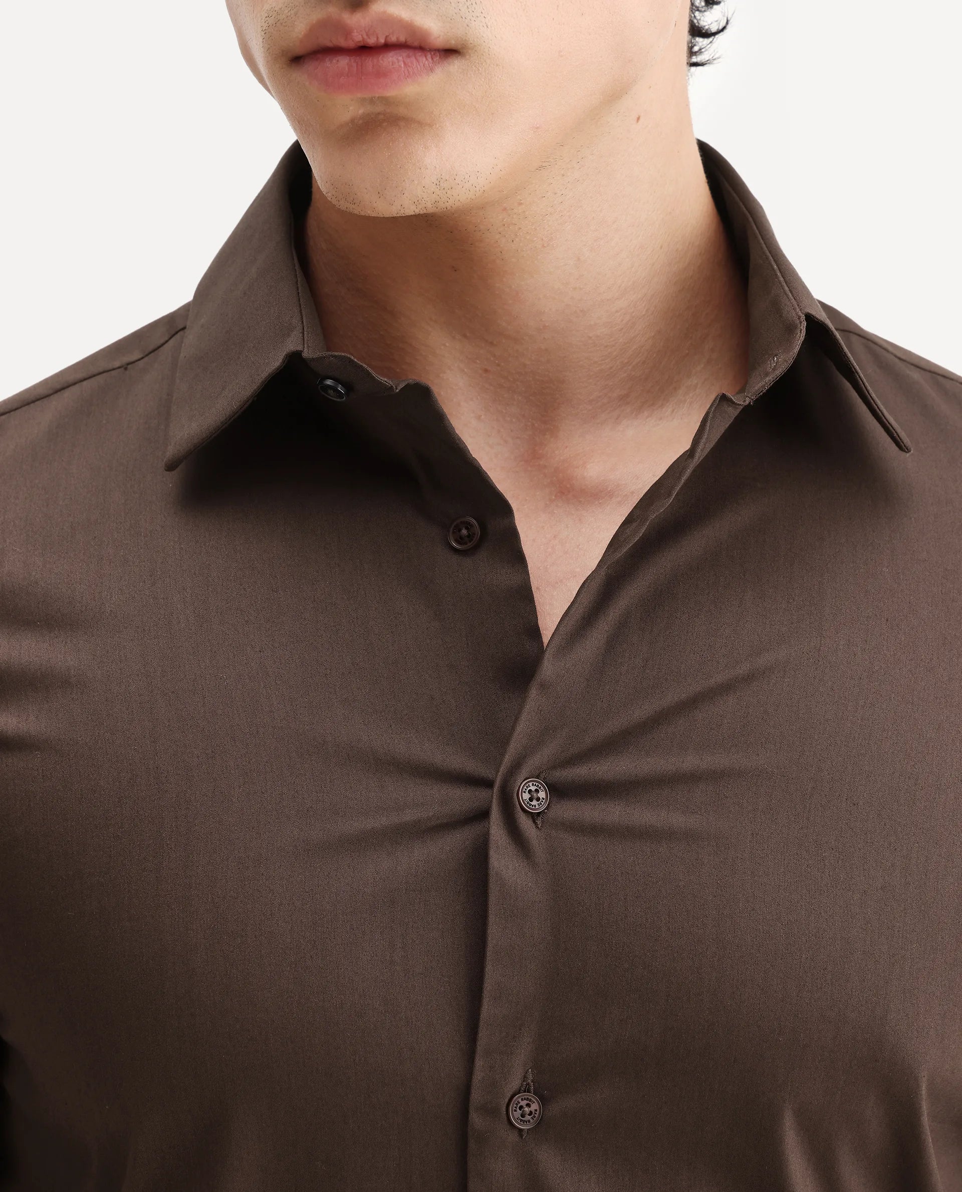 Rare Rabbit Men's Borium Ls-25 Brown 100% Linen Plain Regular Fit Full Sleeve Collared Shirt