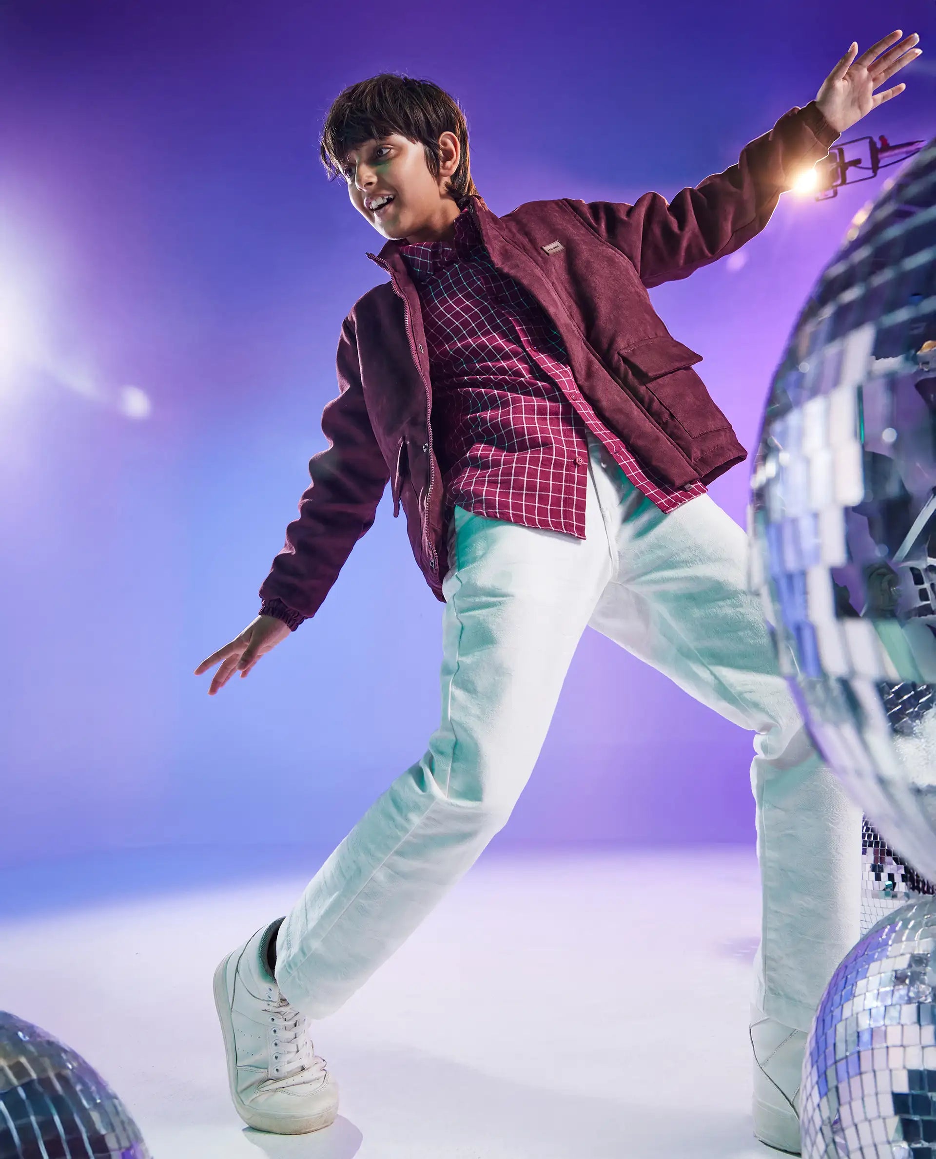 Rare Ones Kids Kino White Cotton Poly Solid Denim Pant