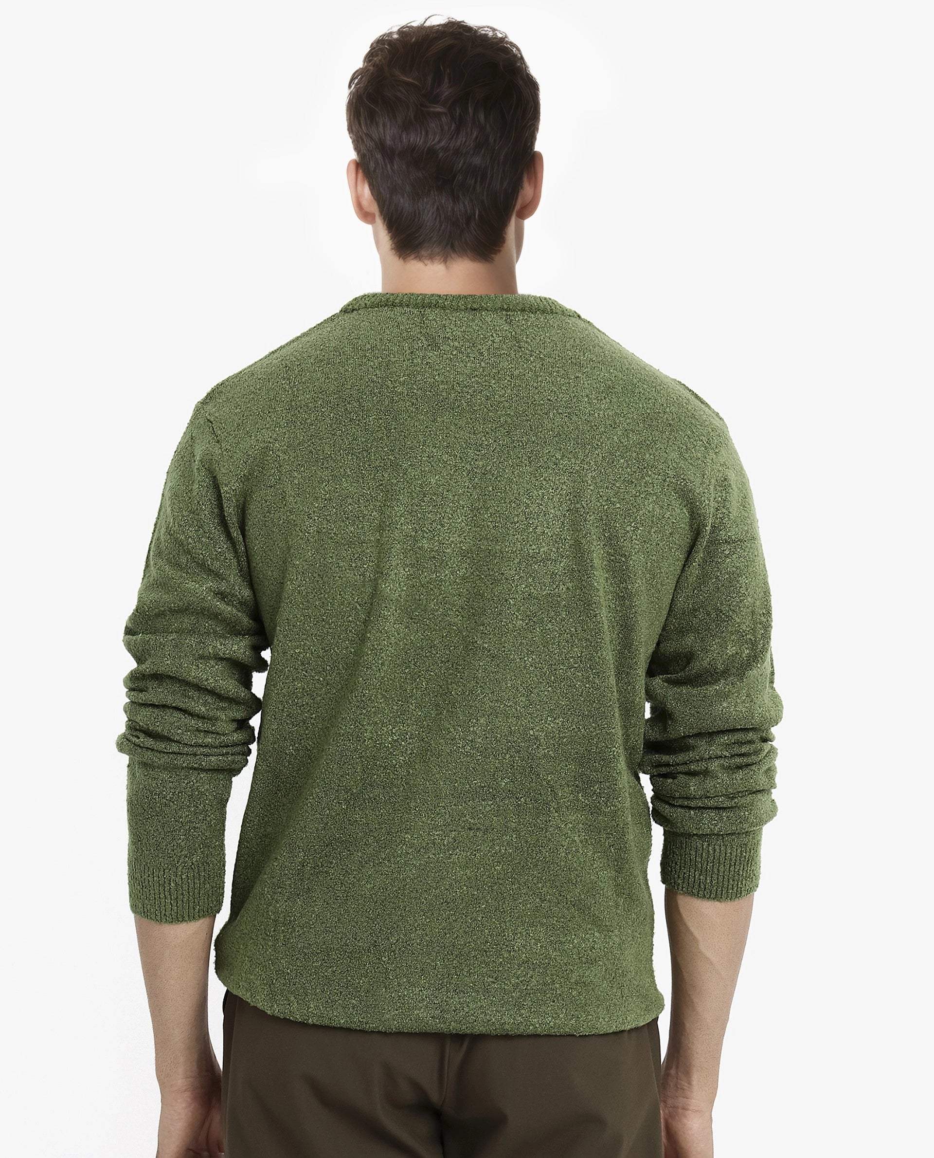 Rare Rabbit Men's Boule Green Poly Acrylic Fabric Full Sleeve Crew Neck Plain Sweater