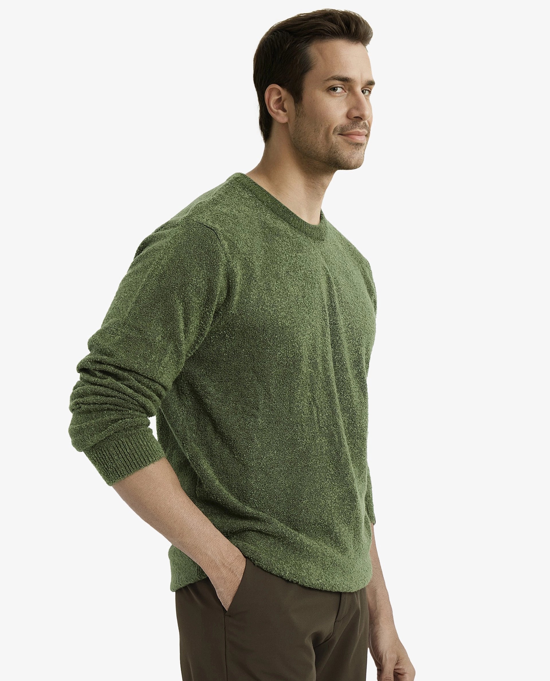 Rare Rabbit Men's Boule Green Poly Acrylic Fabric Full Sleeve Crew Neck Plain Sweater