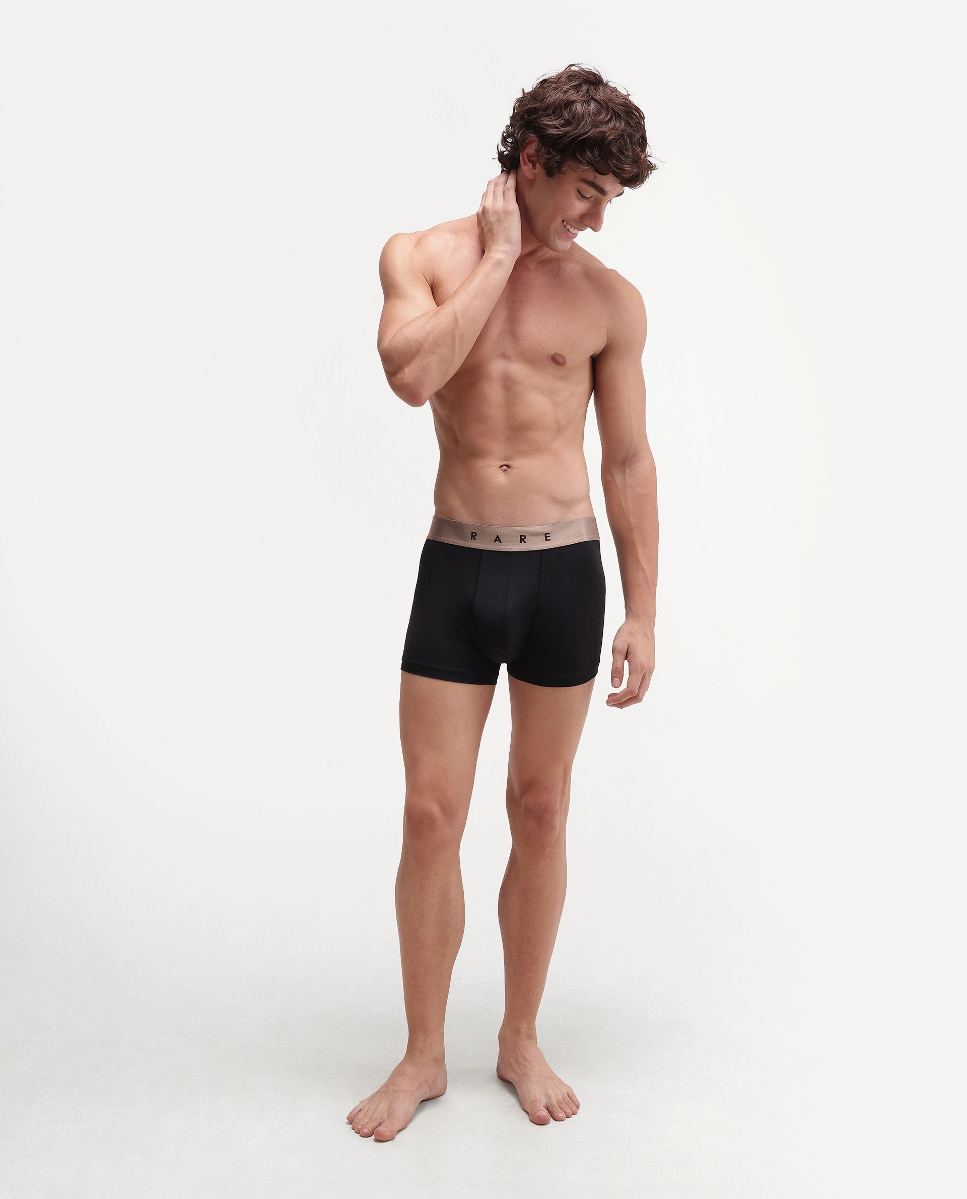 Rare Rabbit Men's Bovolo Black/Grey/Petrol Nylon Blend Fabric Innerwear