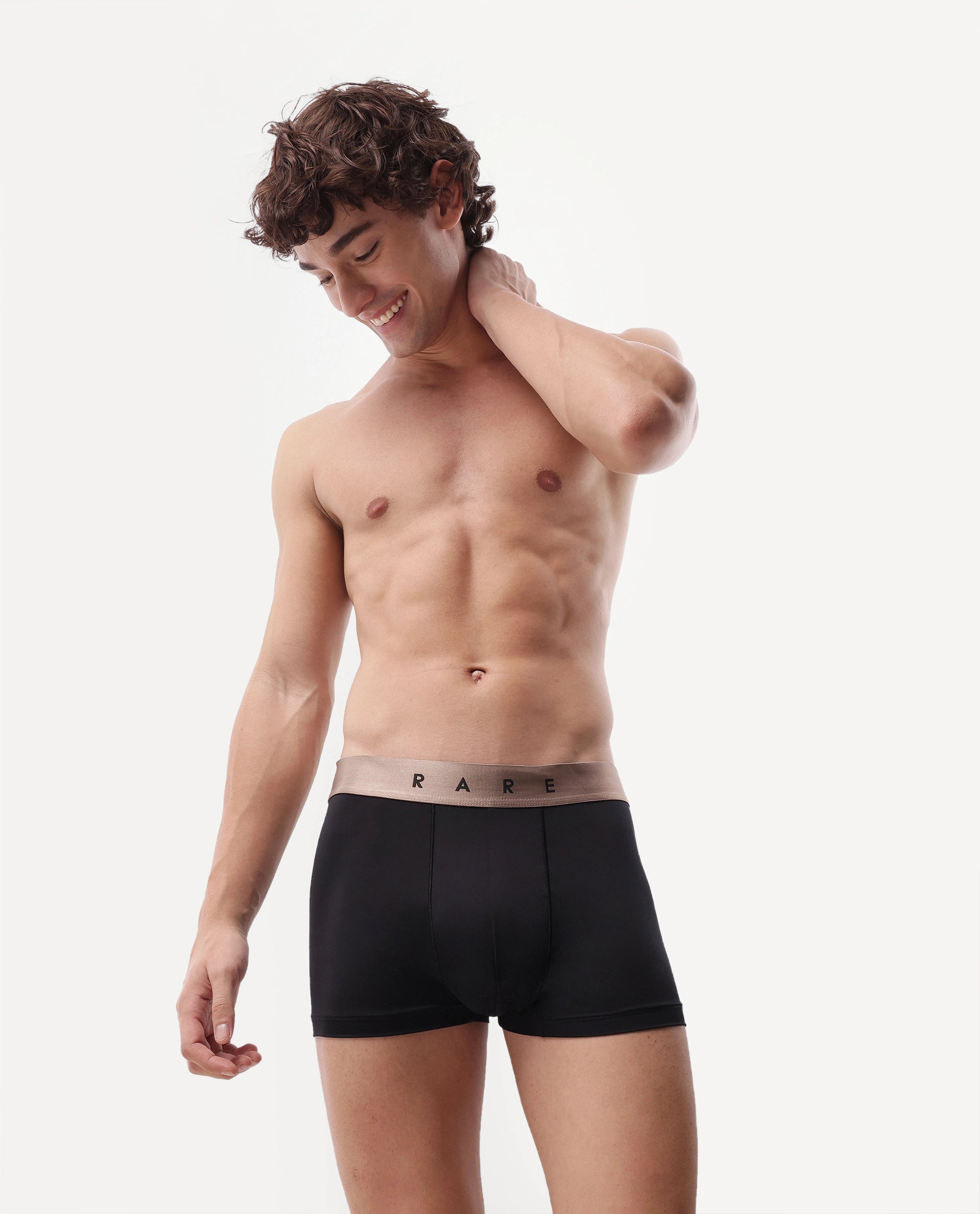 Rare Rabbit Men's Bovolo Black/Grey/Petrol Nylon Blend Fabric Innerwear