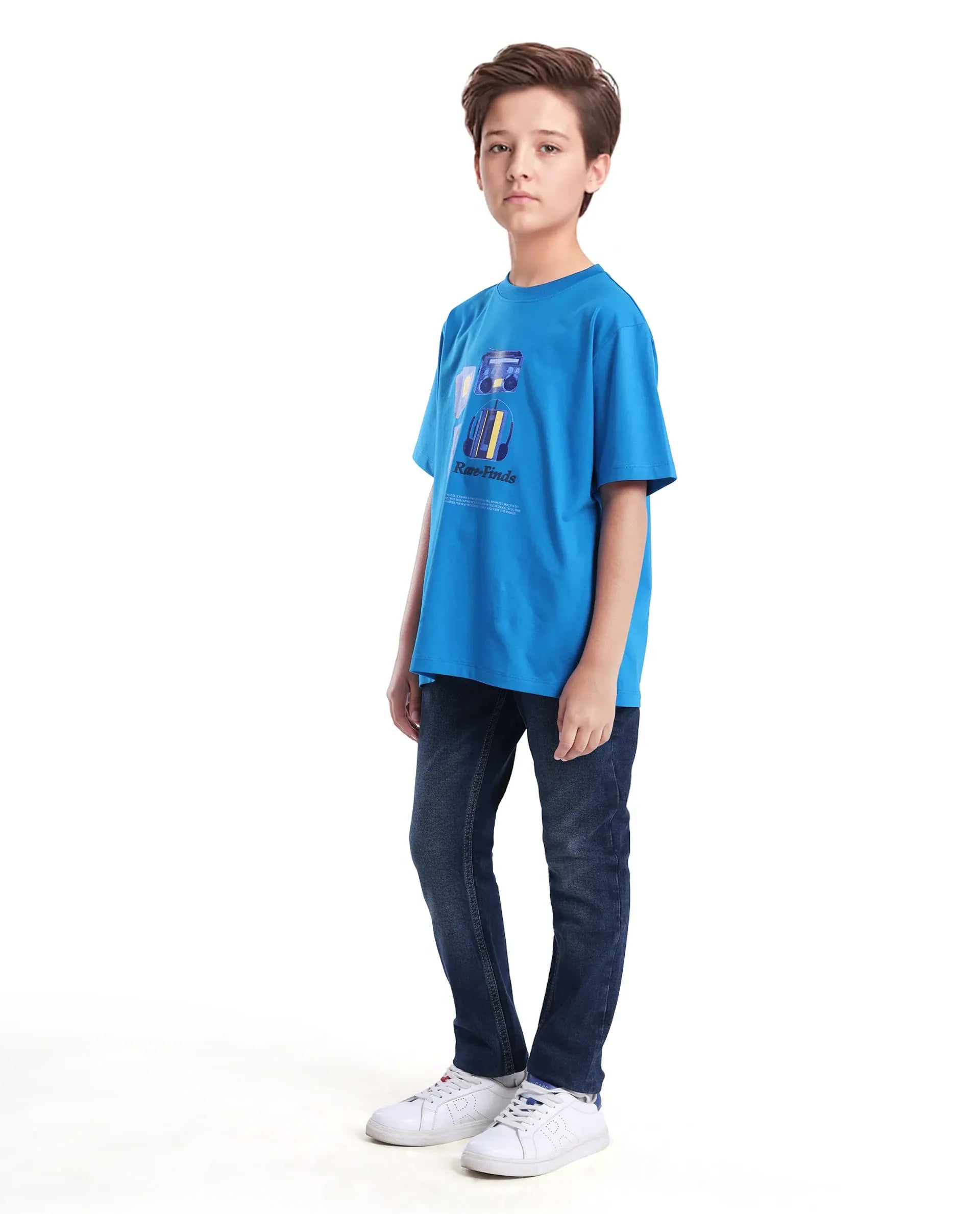 Rare Ones Kids Bram Dark Blue Cotton Solid Button And Zip Closure Slim Fit Jeans