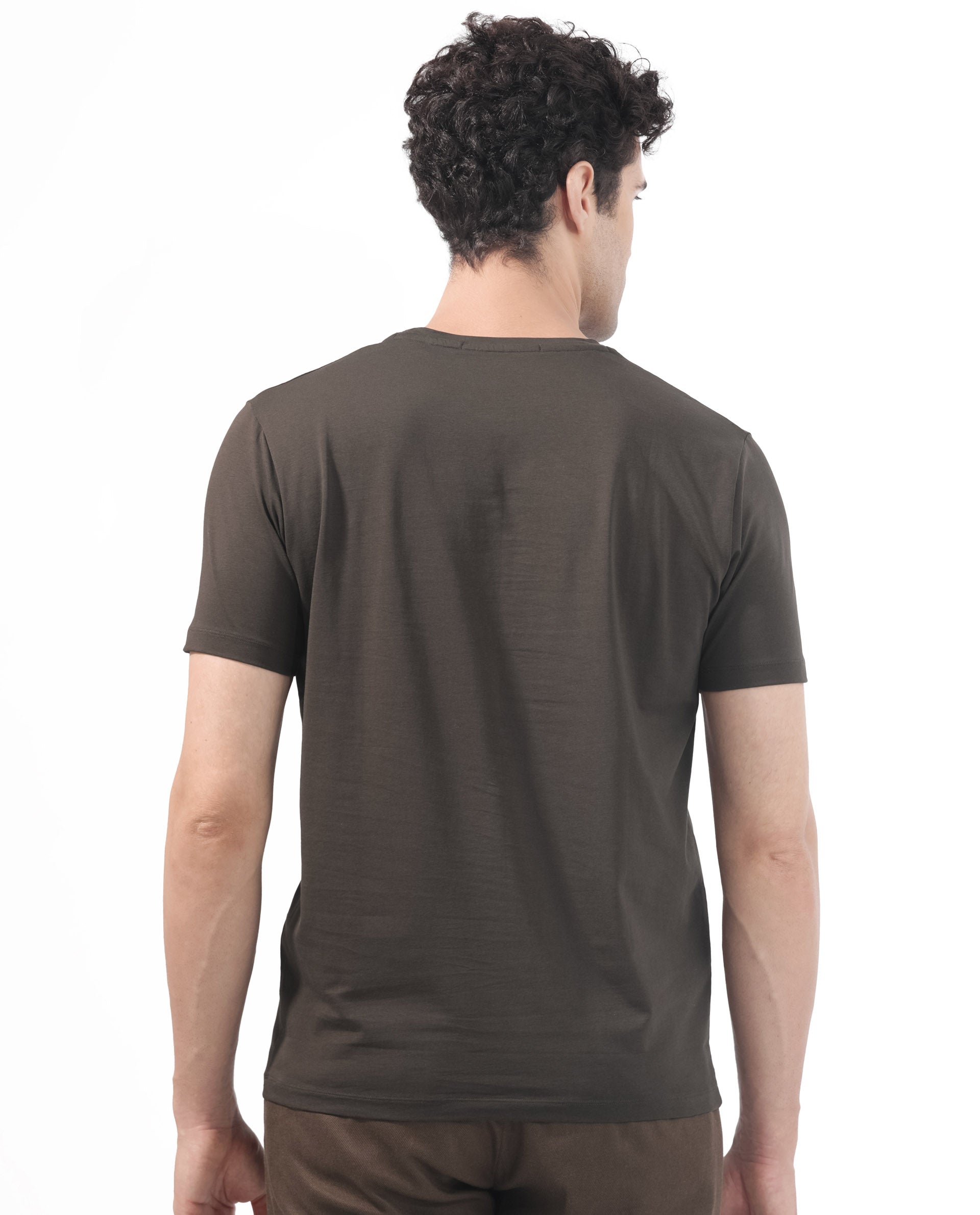 Rare Rabbit Mens Brandon Olive Short Sleeve Graphic Printed T-Shirt