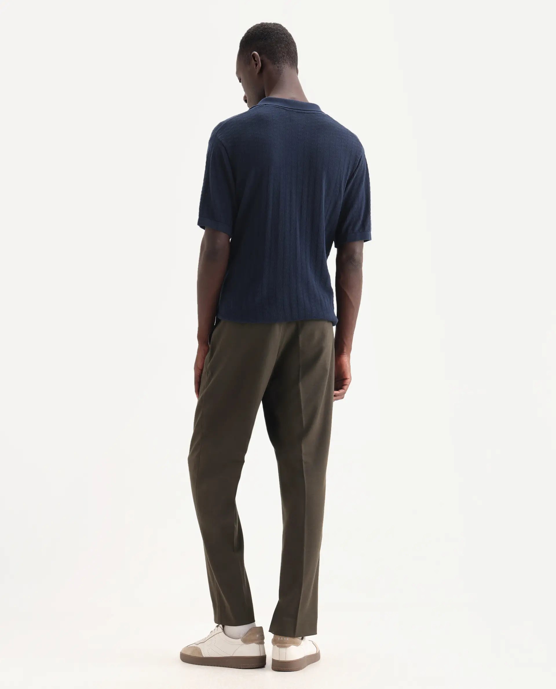 Rare Rabbit Men's Branter Olive Polyester Plain Relaxed Fit Trouser