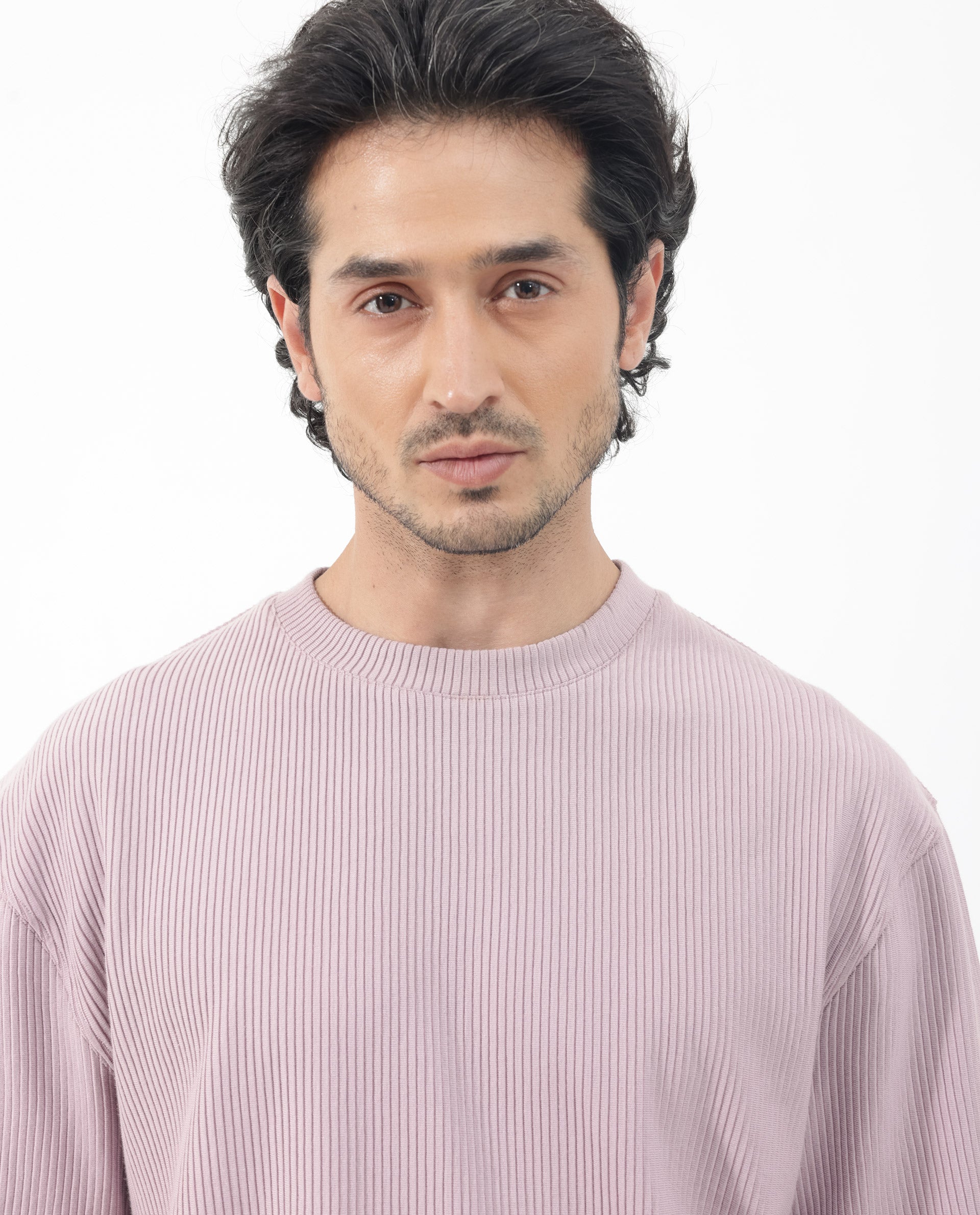 Rare Rabbit Men's Breet Dusky Purple Cotton Lycra Fabric Short Sleeve Oversized Fit Solid T-Shirt