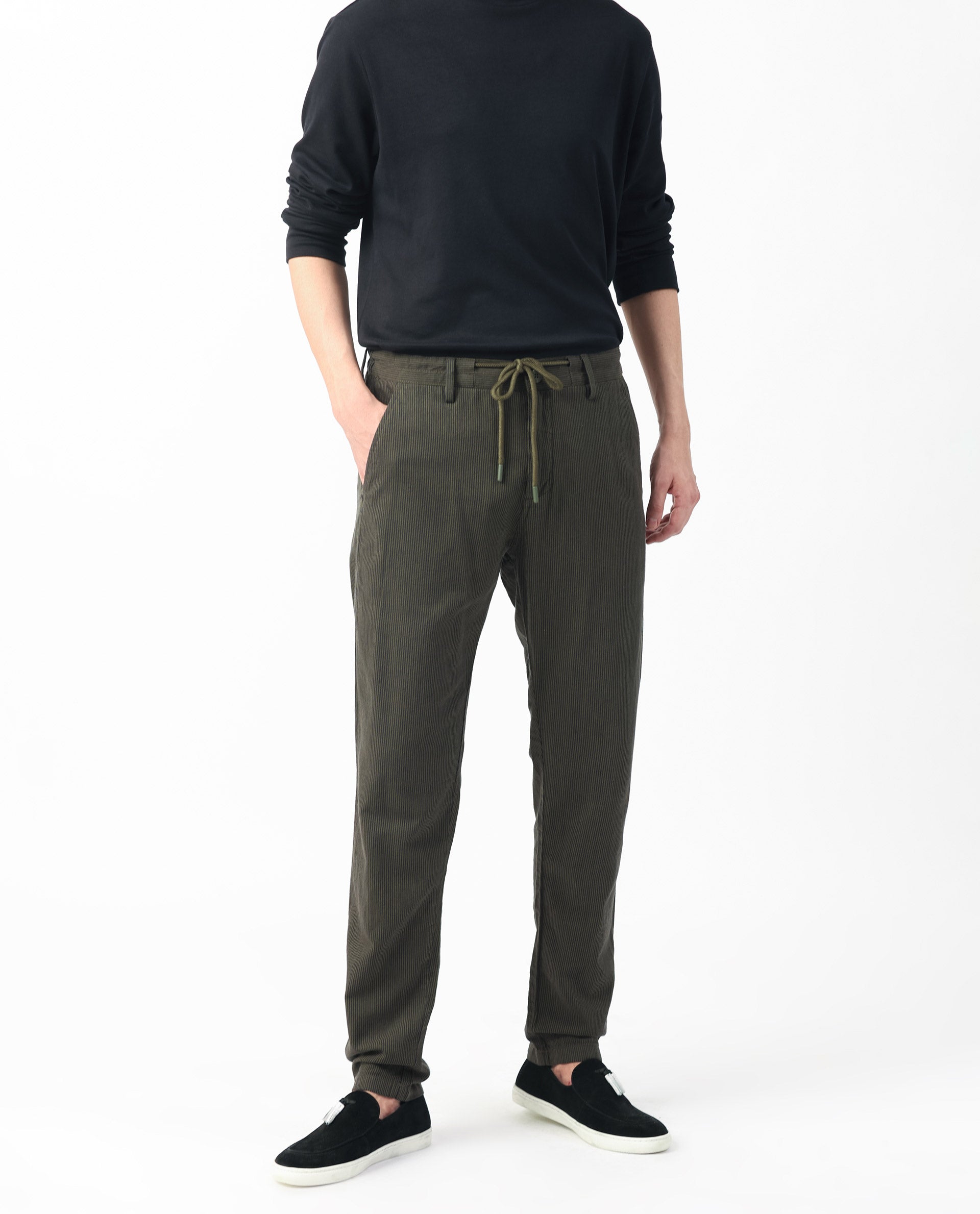 Buy Charcoal Black Cotton Flax Trousers Online at Jaypore.com