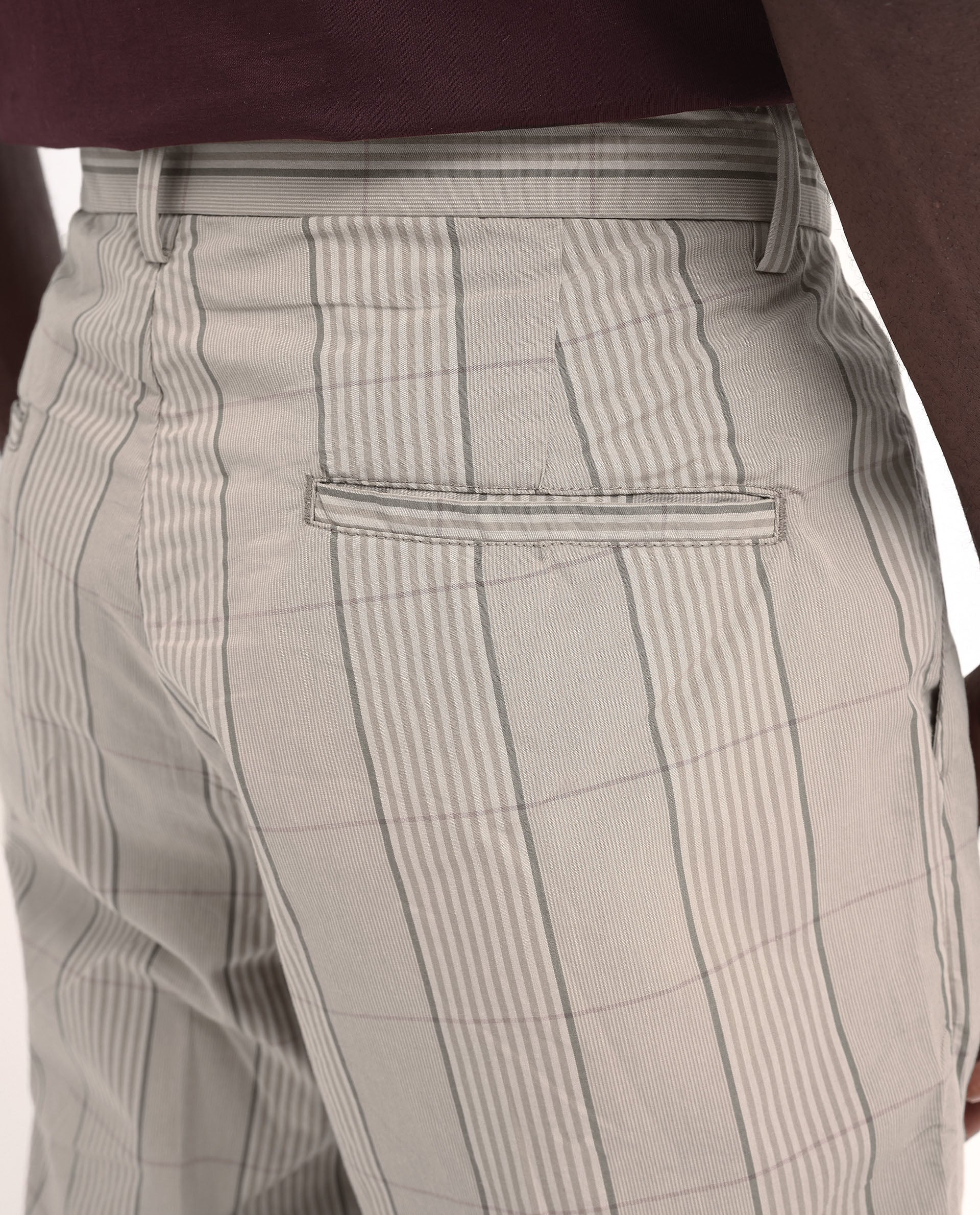 Rare Rabbit Men's Brezi Brown Cotton Fabric Knee Length Regular Fit Checks Shorts