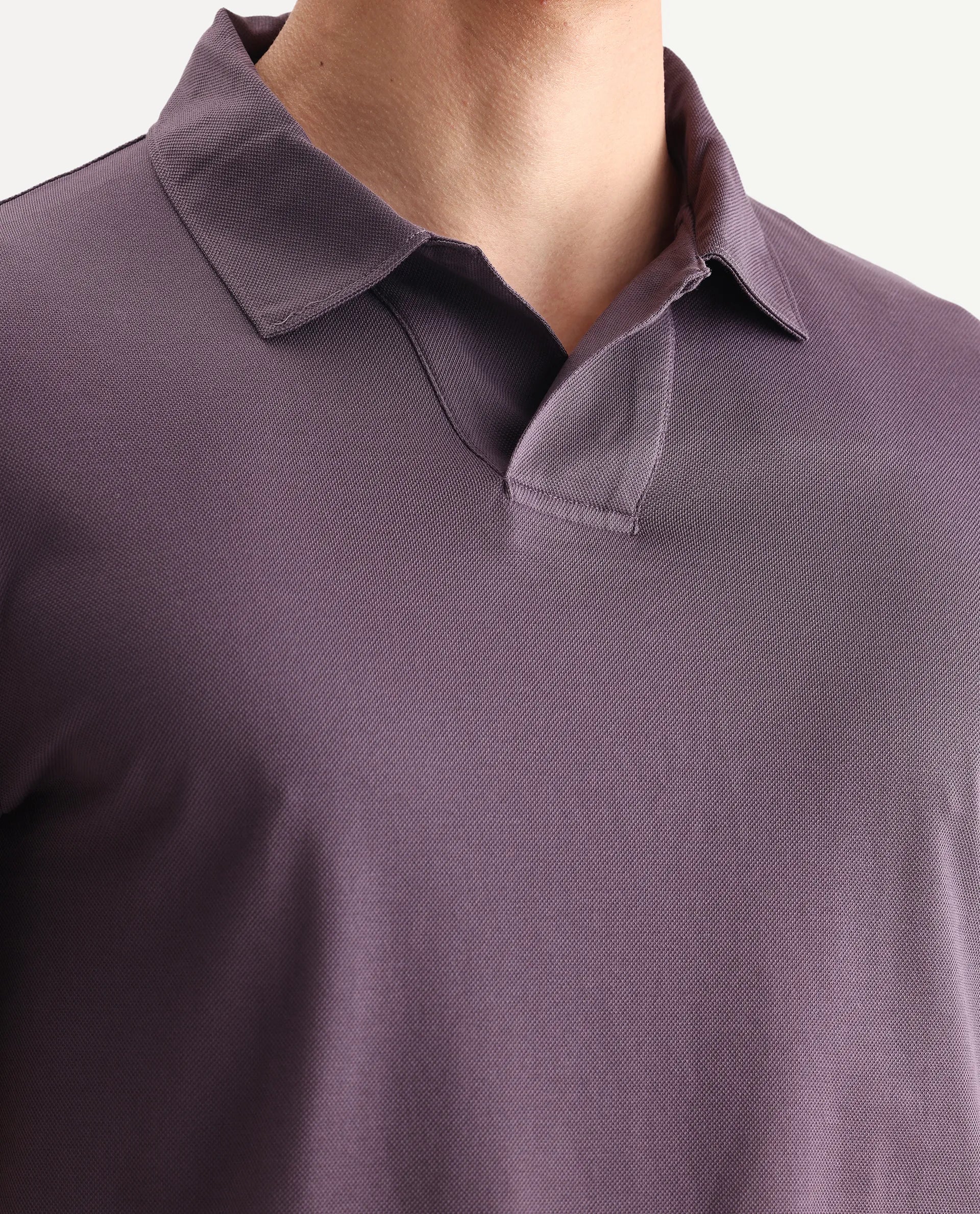 Rare Rabbit Men's Brillio Dusky Purple Cotton Plain Regular Fit Half Sleeve Polo