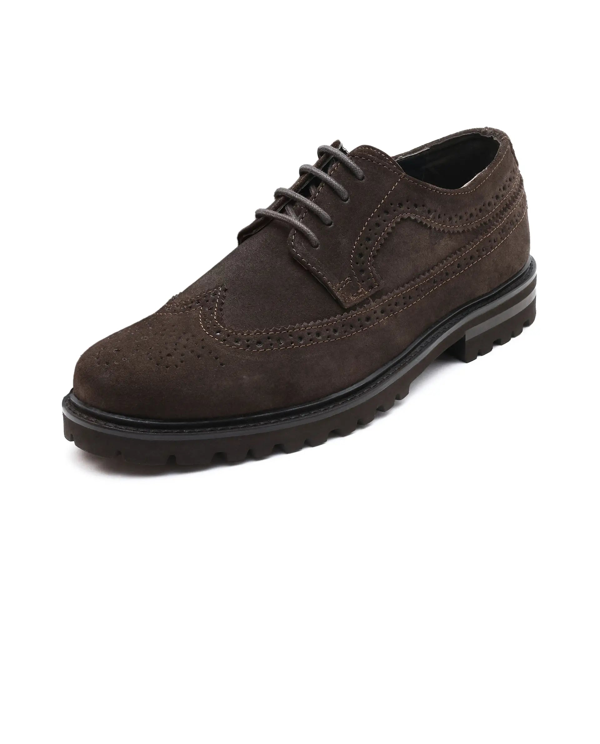 Rare Rabbit Men Brix Coffee Suede Lace-Up Closure Shoes