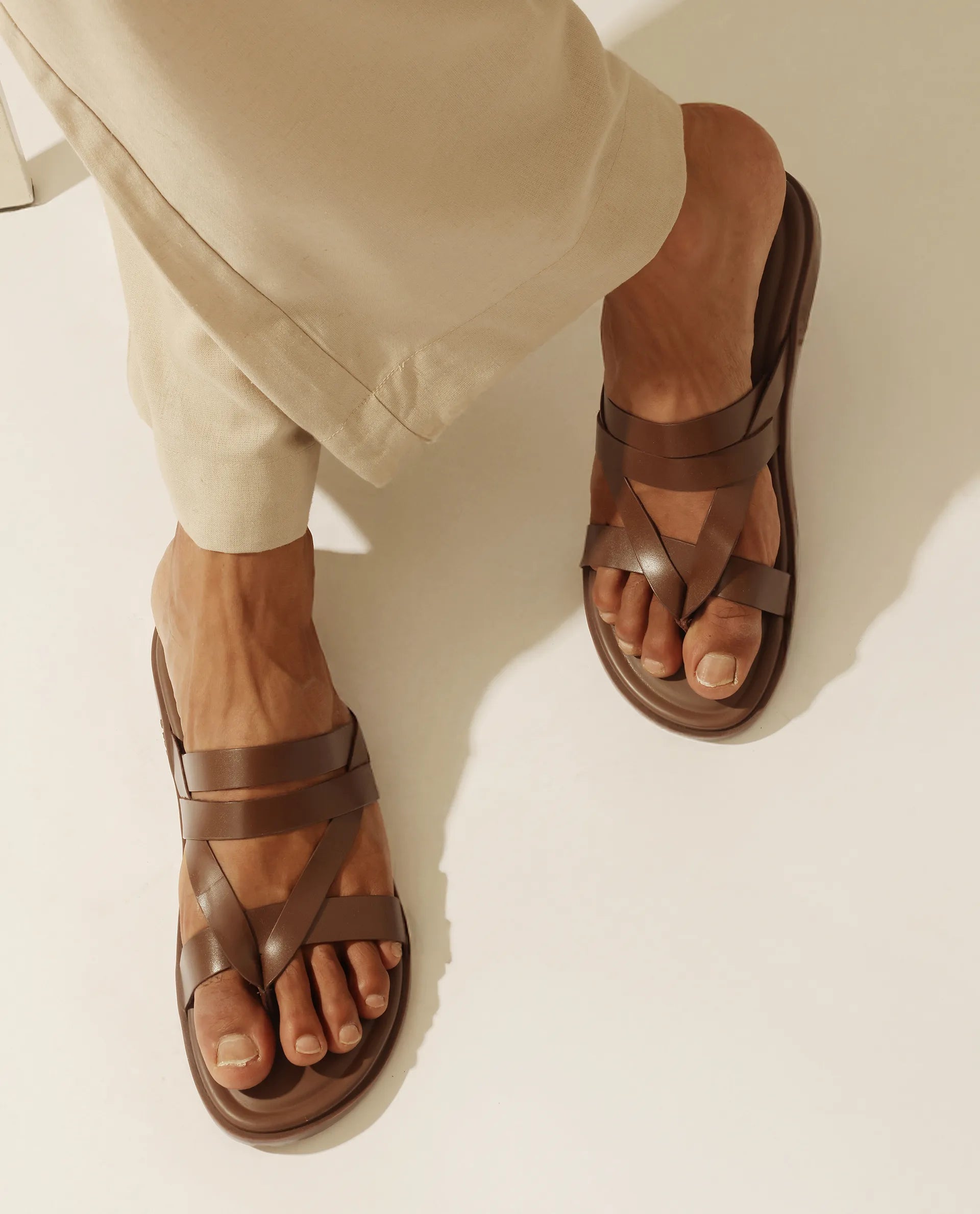 Rare Rabbit Men's Bron Tan Slip-On Closure Sandals