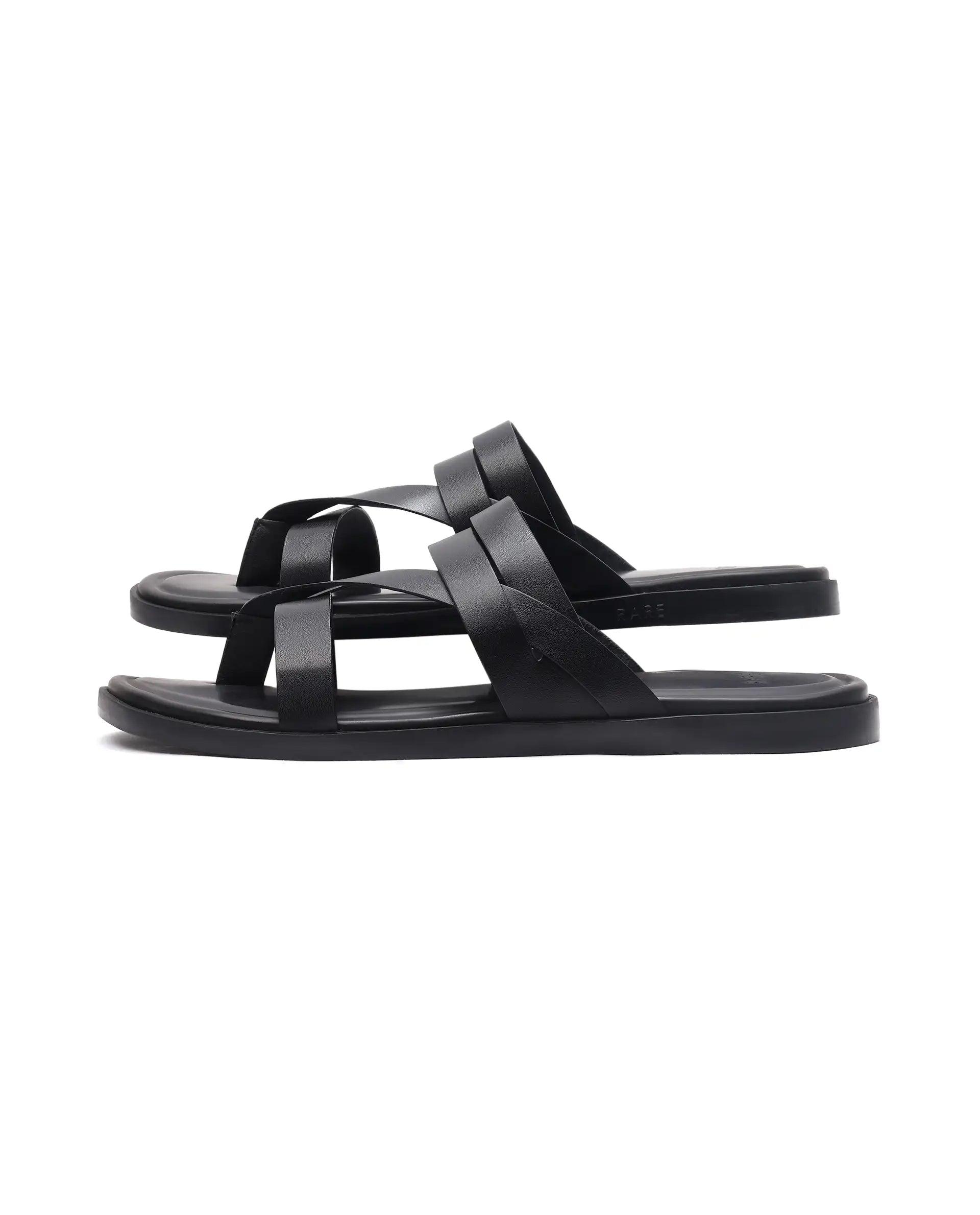 Rare Rabbit Men's Bron Black Slip-On Closure Sandals