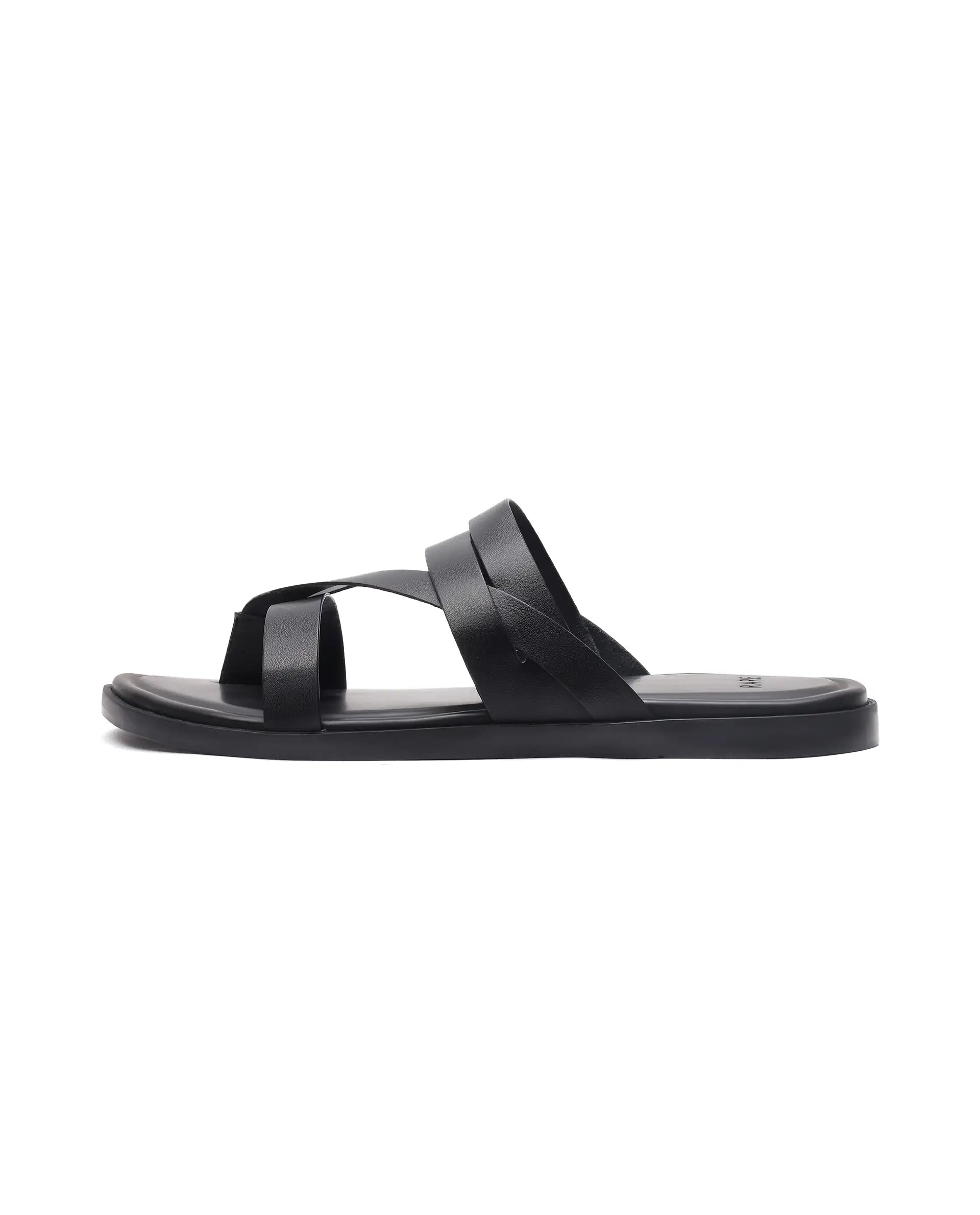 Rare Rabbit Men's Bron Black Slip-On Closure Sandals