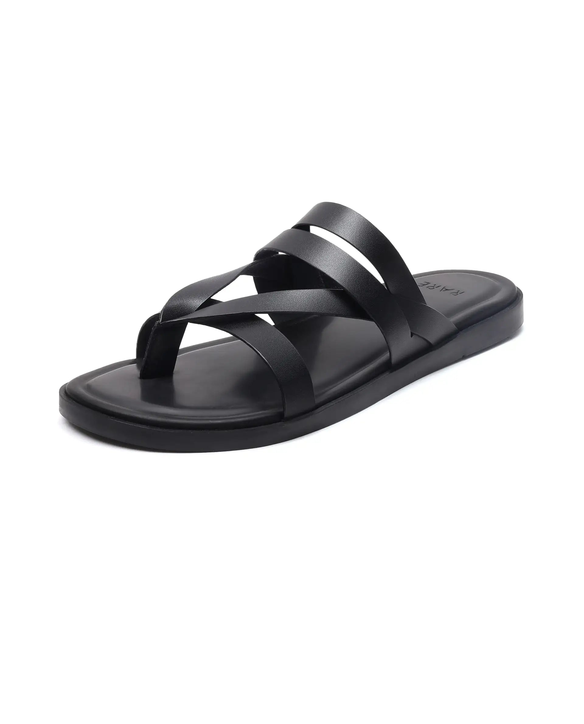 Rare Rabbit Men's Bron Black Slip-On Closure Sandals