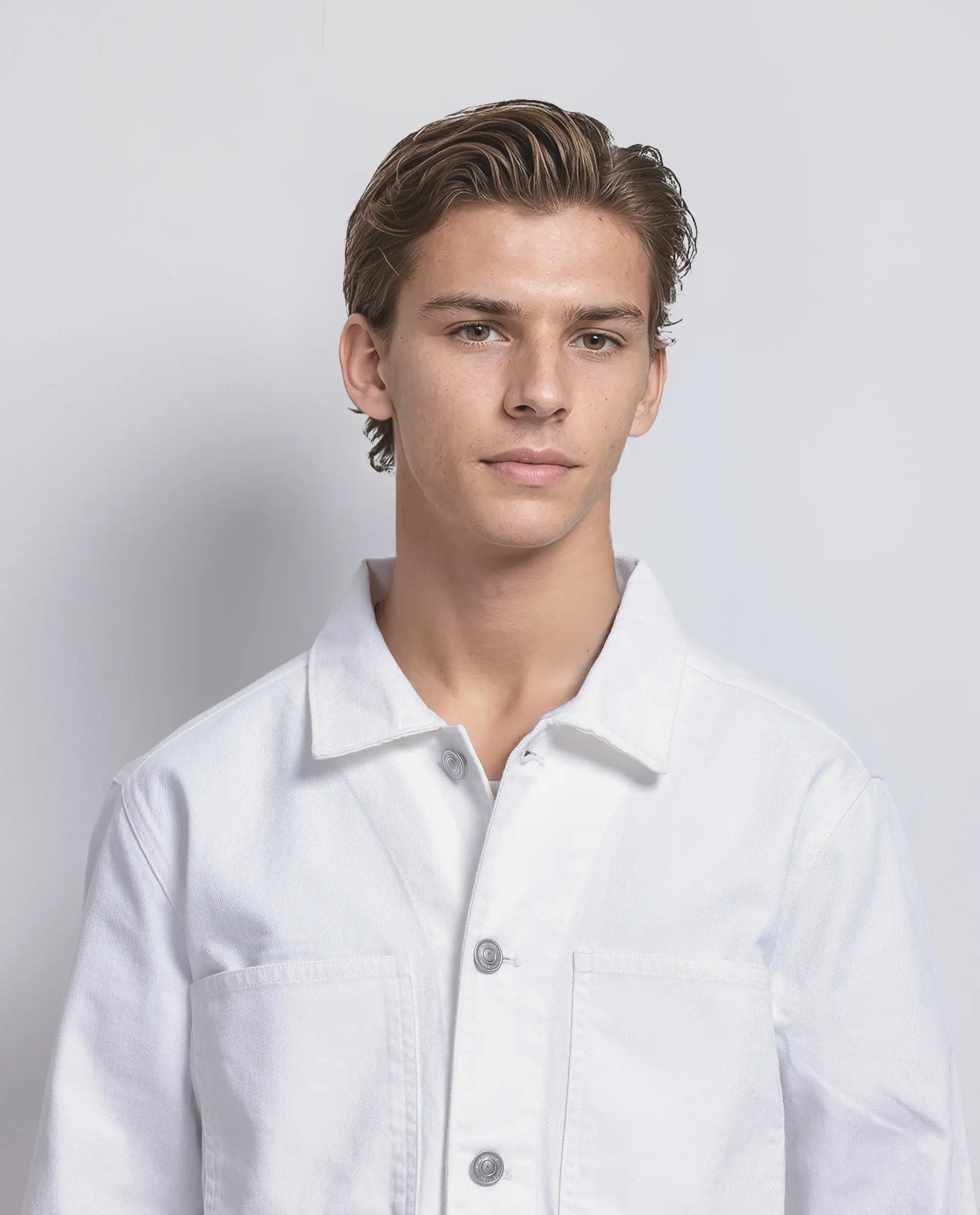 Rare Rabbit Men Brond White Cotton Fabric Full Sleeves Collared Neck Zipper Closure Plain Jacket