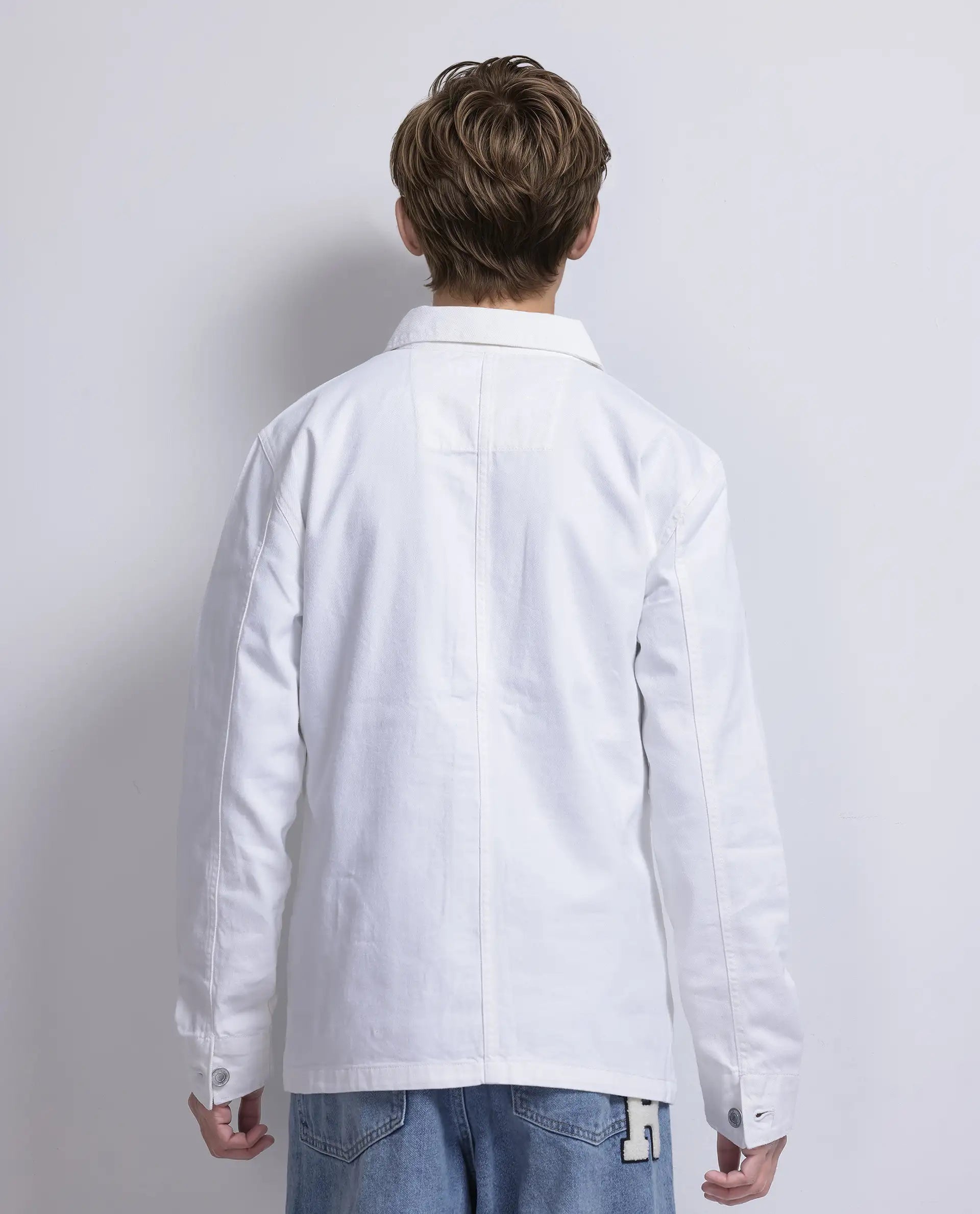 Rare Rabbit Men Brond White Cotton Fabric Full Sleeves Collared Neck Zipper Closure Plain Jacket