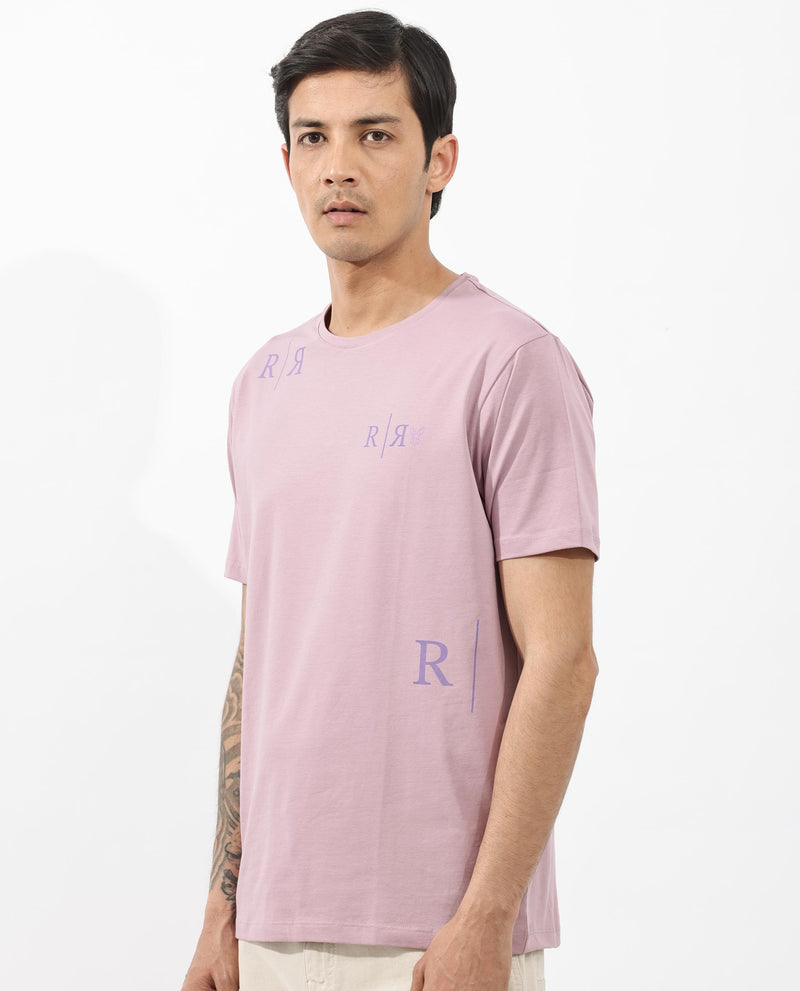 Rare Rabbit Mens Brule Dusky Pink Short Sleeve Monogram Graphic Print T-Shirt