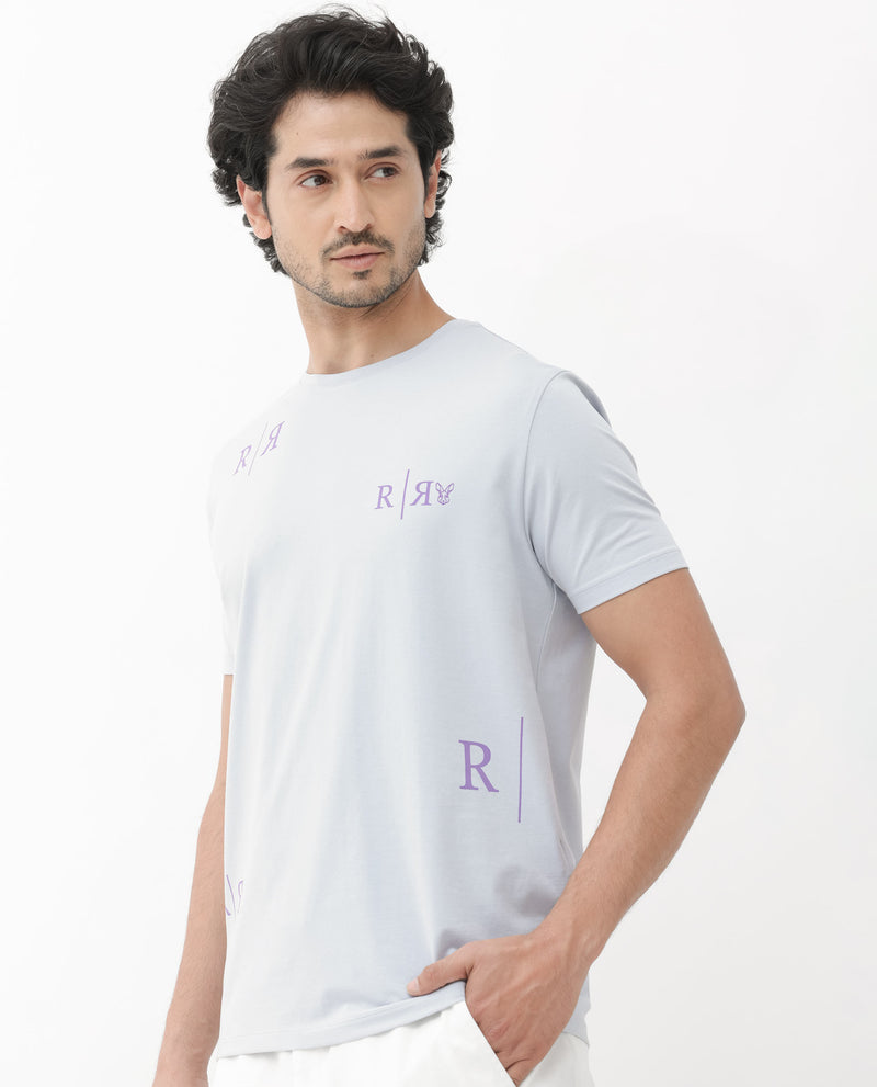 Rare Rabbit Mens Brule Dusky Grey Short Sleeve Monogram Graphic Print T-Shirt