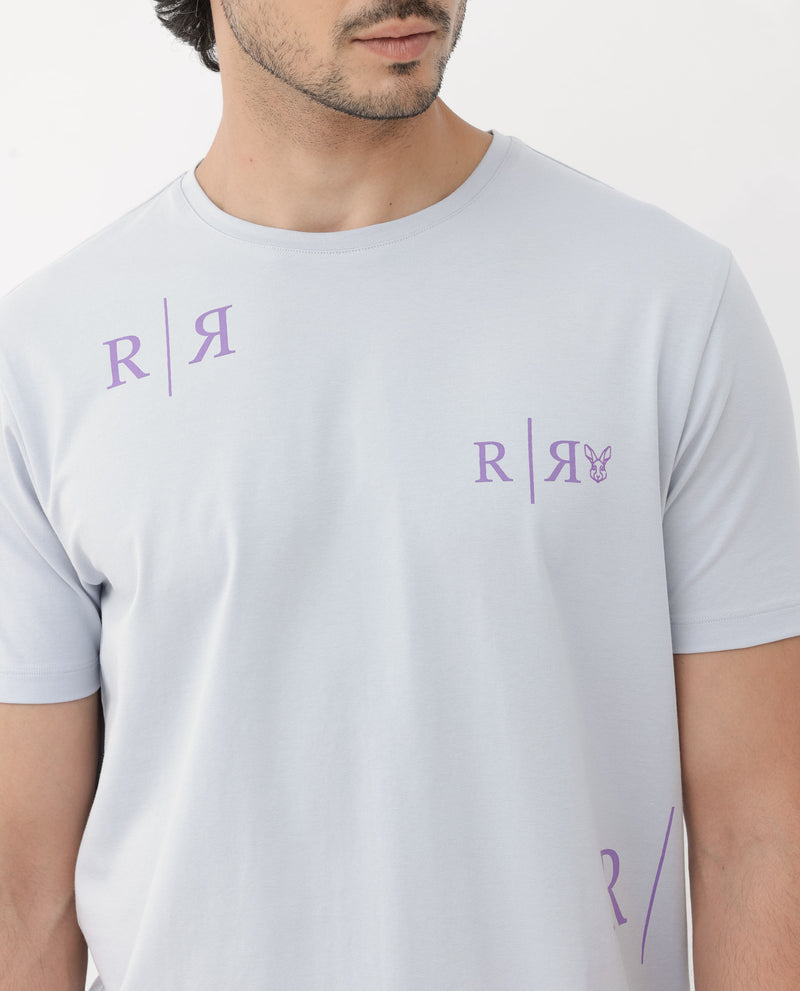 Rare Rabbit Mens Brule Dusky Grey Short Sleeve Monogram Graphic Print T-Shirt