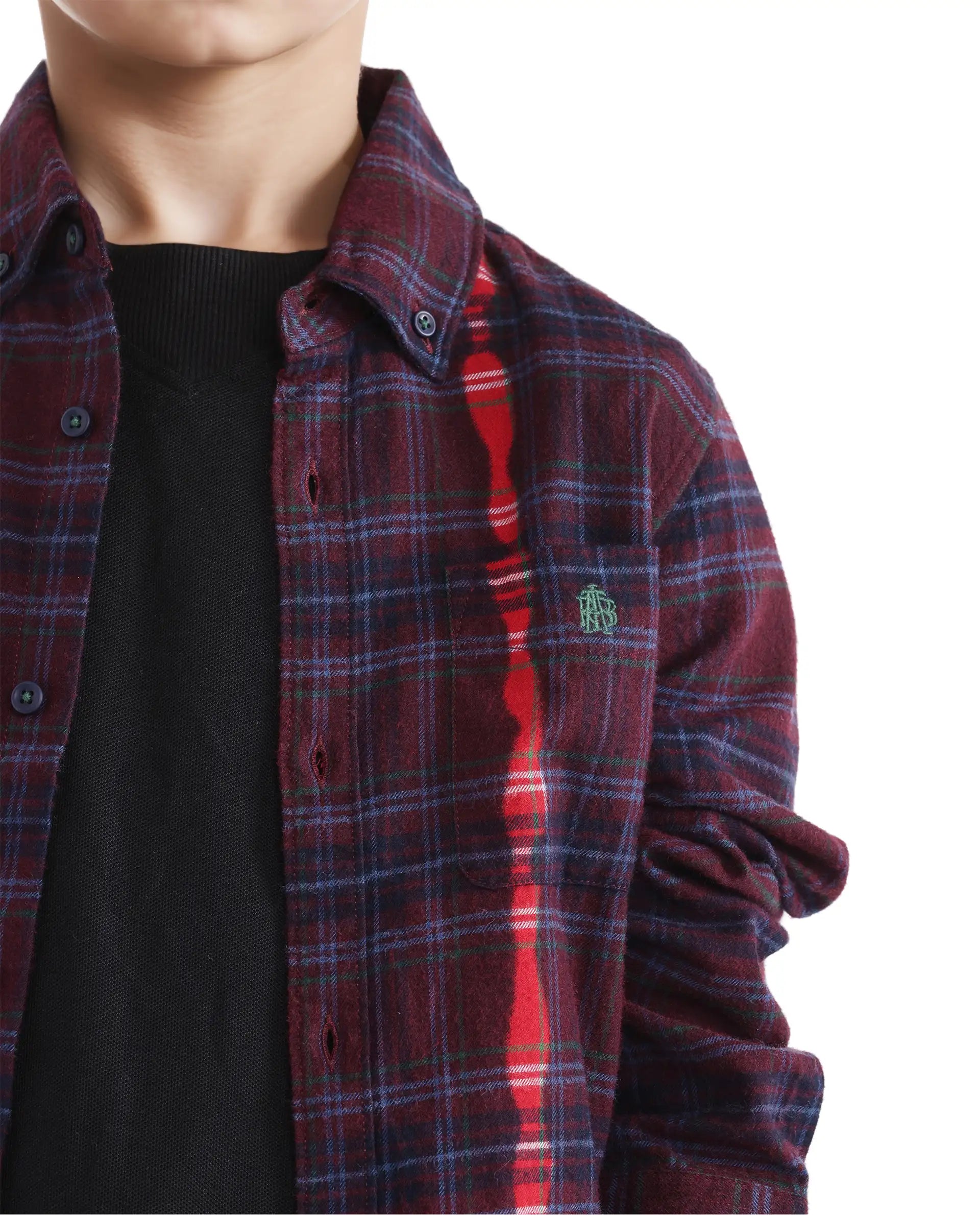 Rare Ones Kids Bru Dark Maroon Cotton Full Sleeve Checked Shirt
