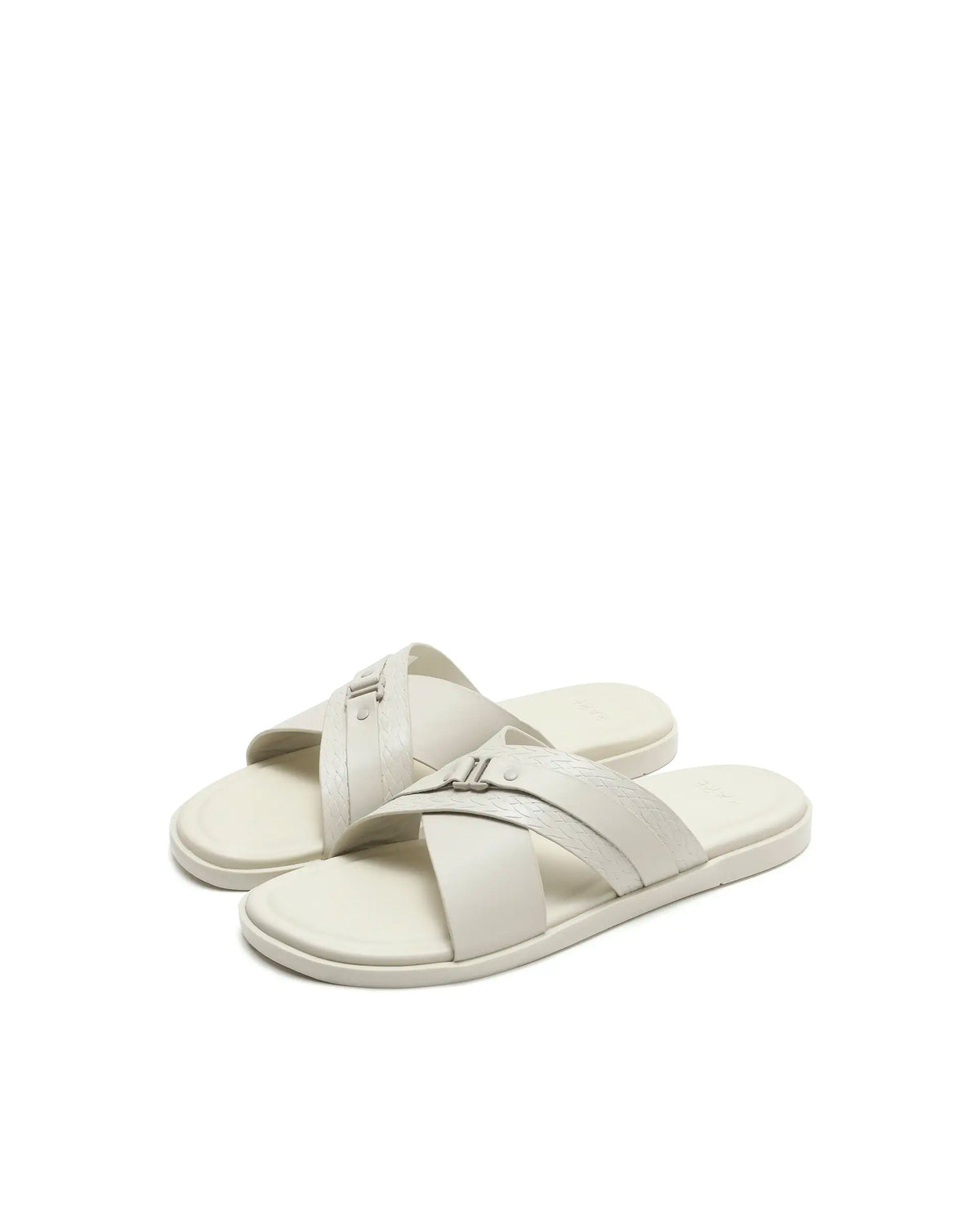 Rarez Men's Buck Light Ecru Leather Regular Sandal