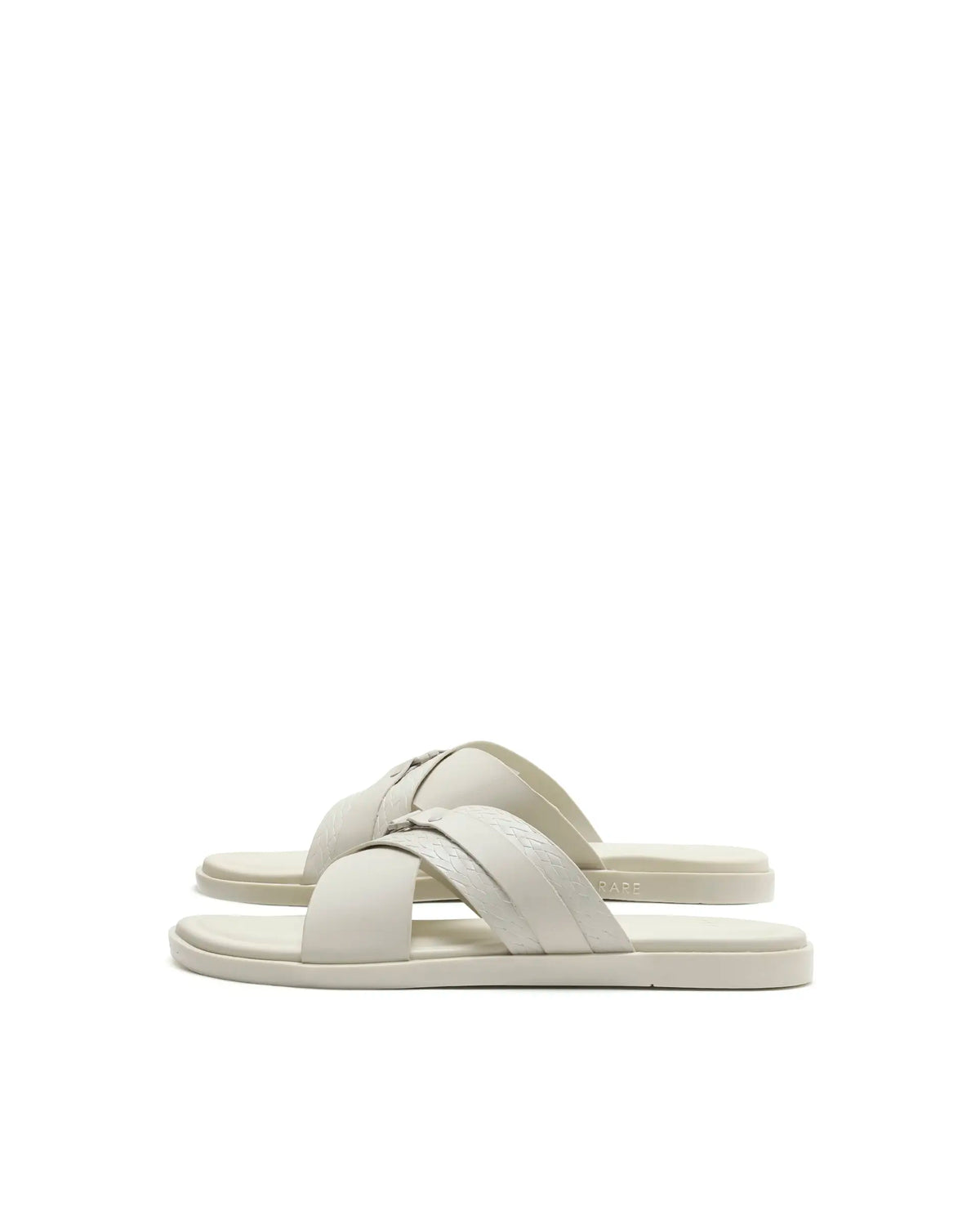 Rarez Men's Buck Light Ecru Leather Regular Sandal