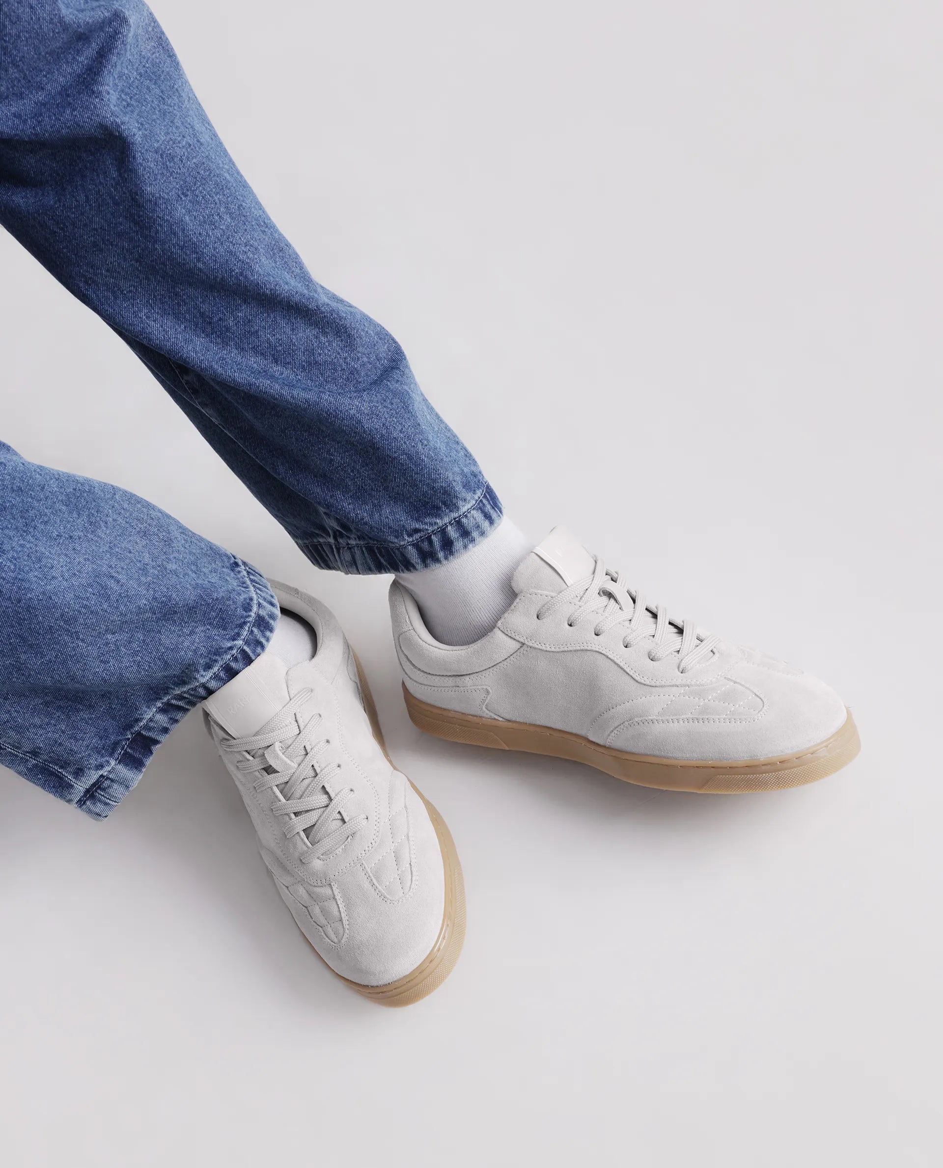 Rare Rabbit Men's Burnie Grey Lace-Up Closure Suede Sneaker