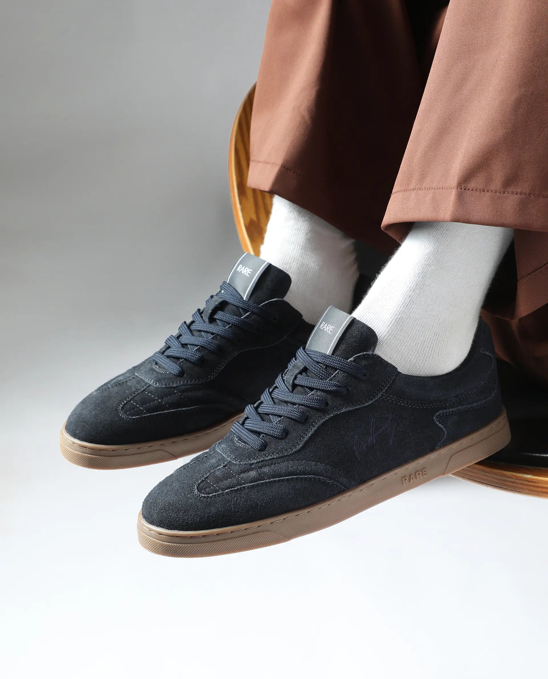 Rare Rabbit Men's Burnie Navy Lace-Up Closure Suede Sneaker