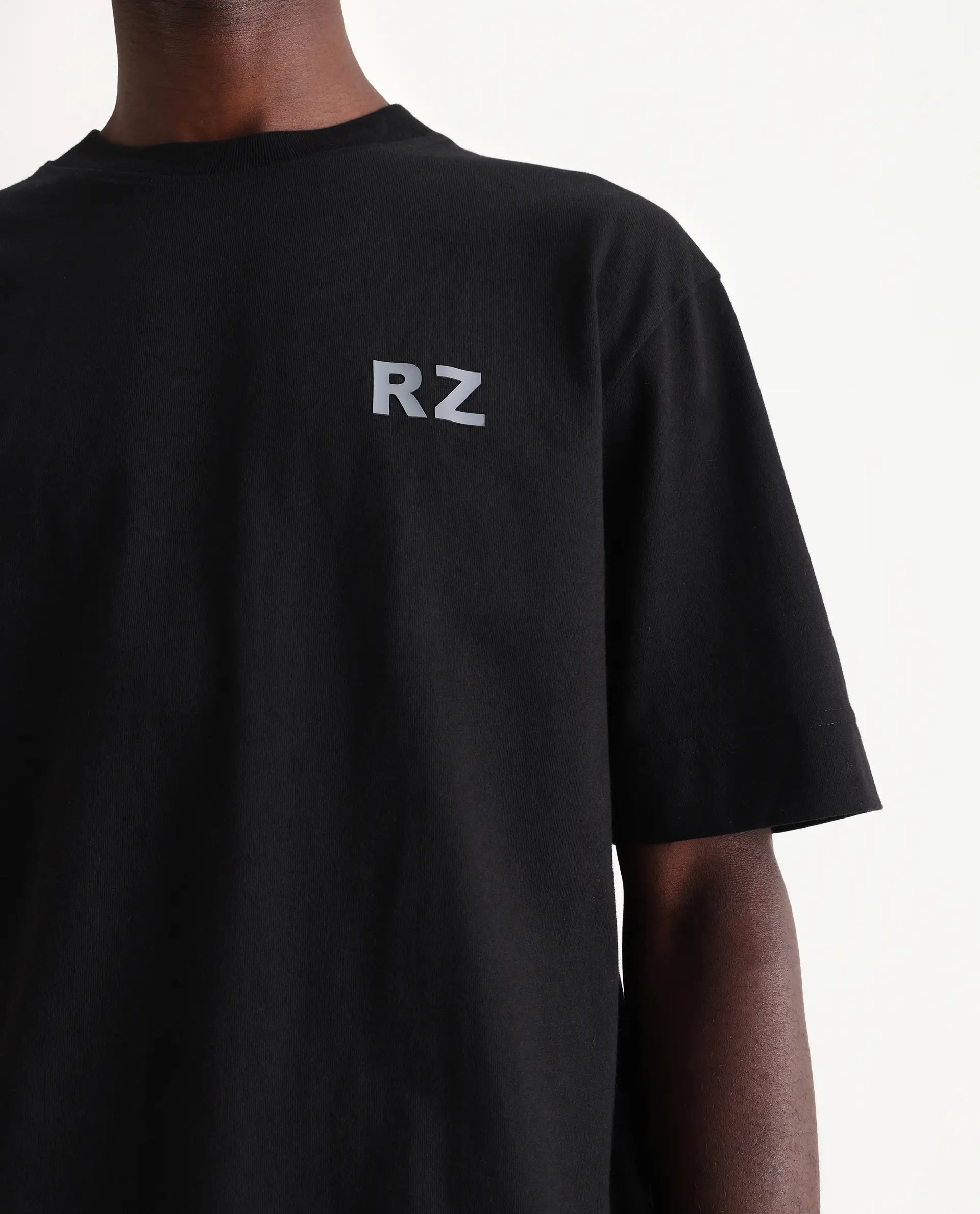 Rare Rabbit Men's Cade Black Cotton Graphic Print Oversized Fit Half Sleeve Crew Neck T-Shirt