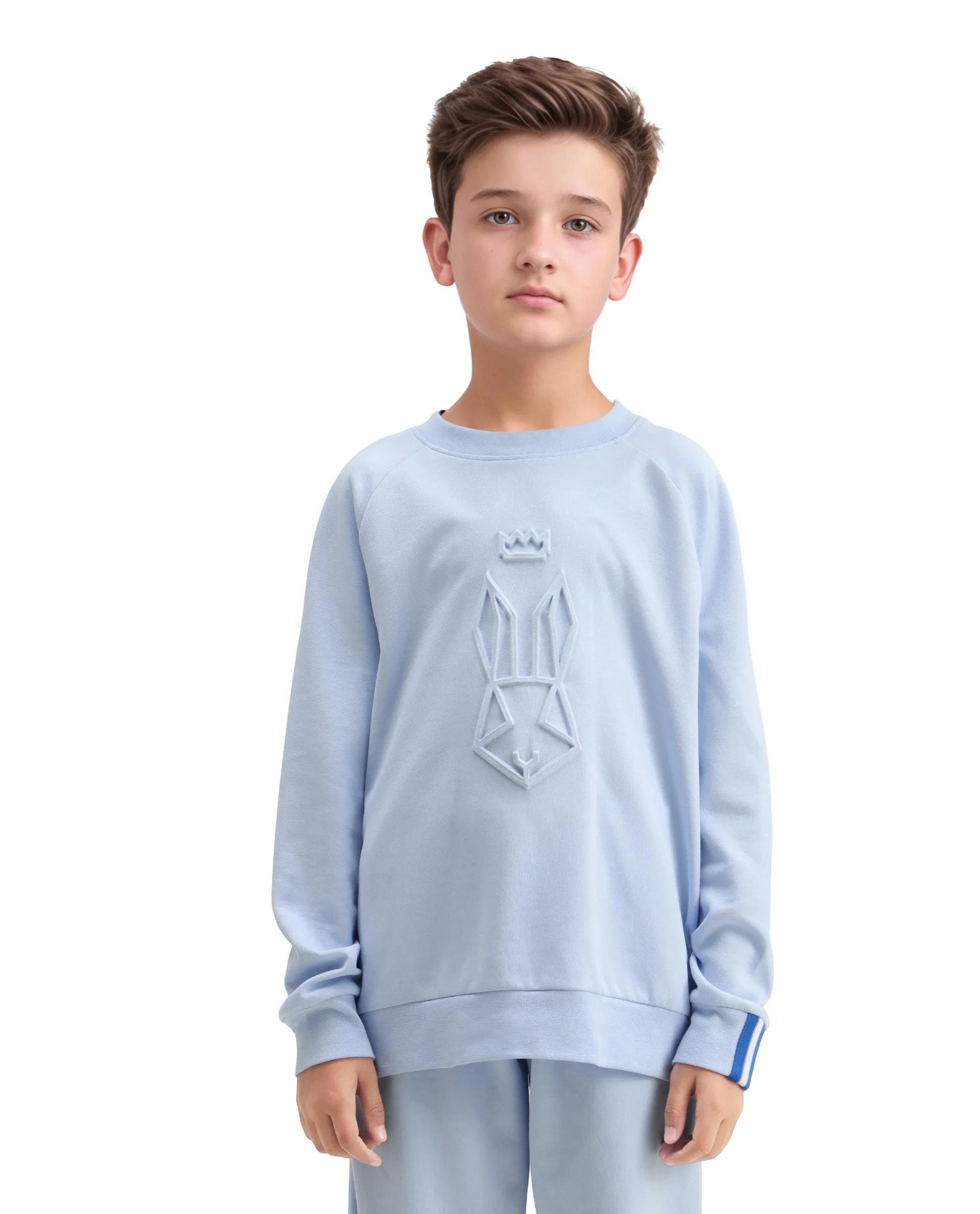 Rare Ones Kids Cadi Lilac Cotton Blend Full Sleeves Embossed Oversized Sweatshirt