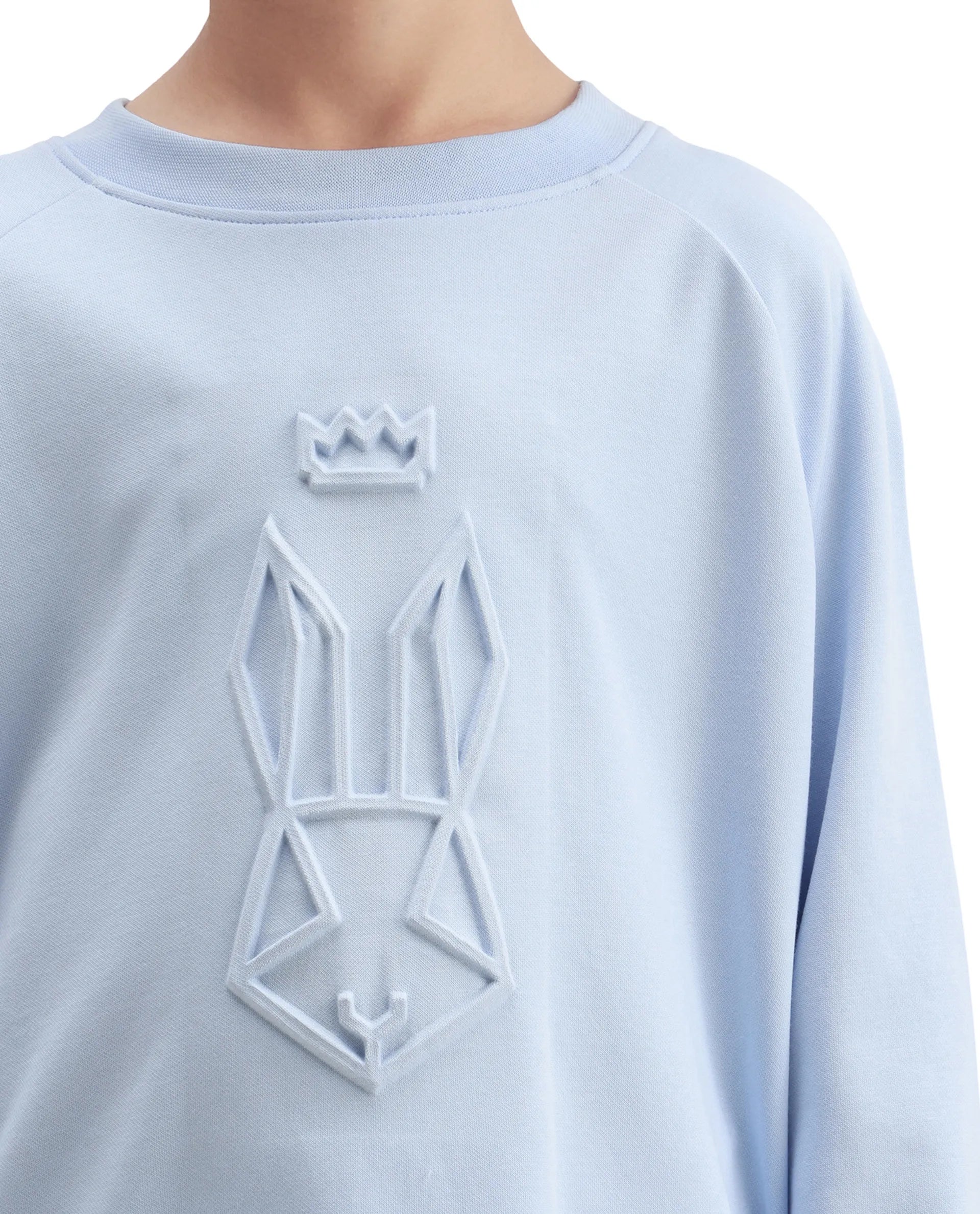 Rare Ones Kids Cadi Lilac Cotton Blend Full Sleeves Embossed Oversized Sweatshirt