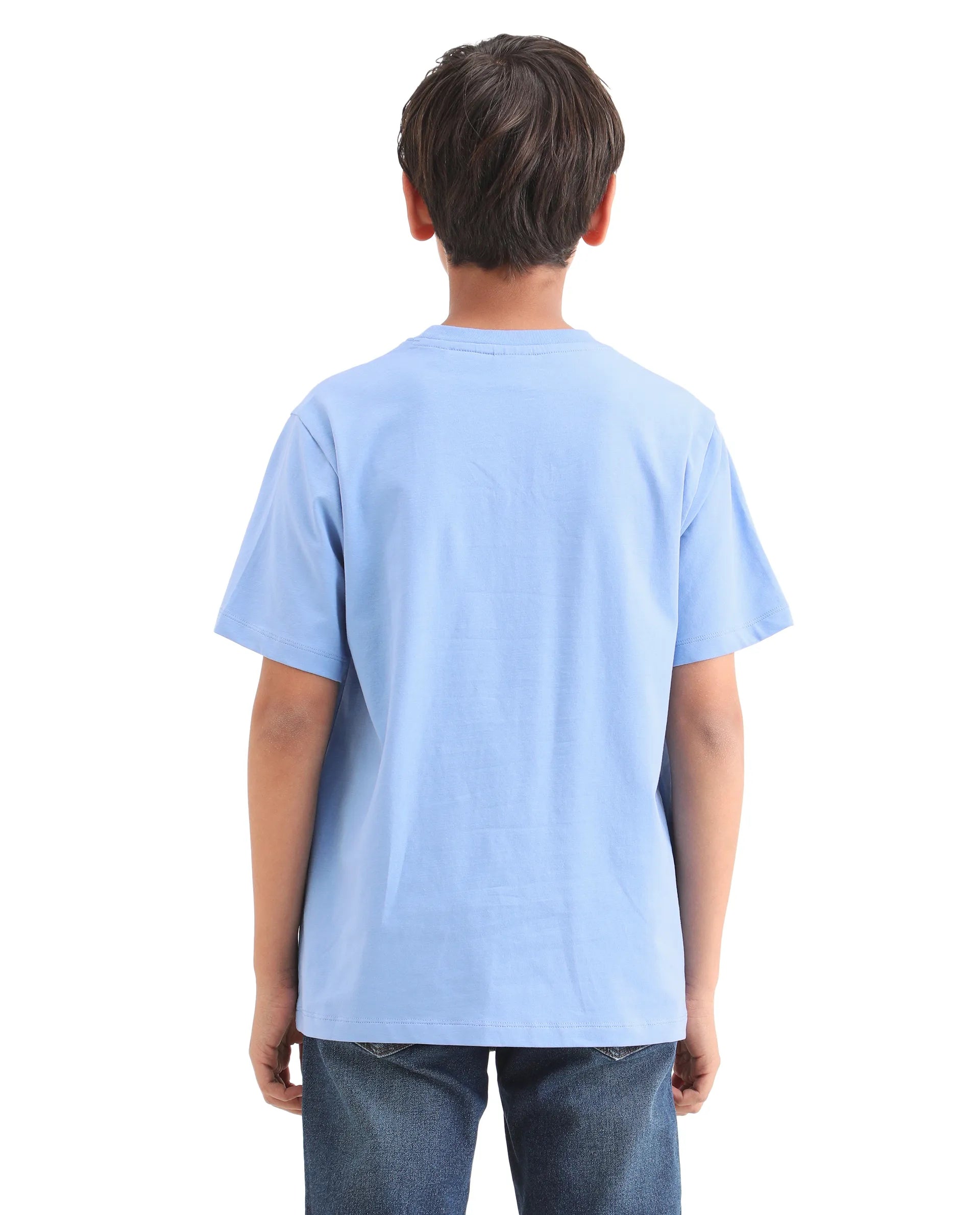 Rare Ones Kids Cago Light Blue Cotton Blend Pull-On Closure Hd Print Regular Fit T-Shirt