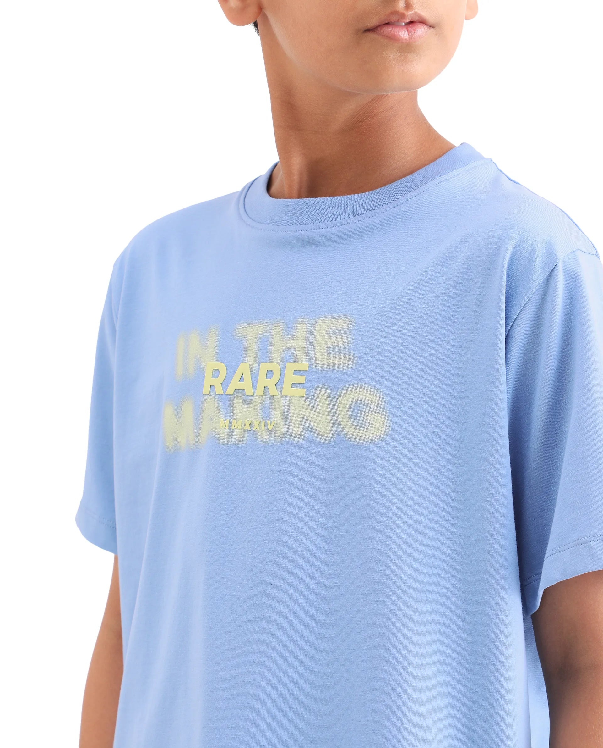 Rare Ones Kids Cago Light Blue Cotton Blend Pull-On Closure Hd Print Regular Fit T-Shirt