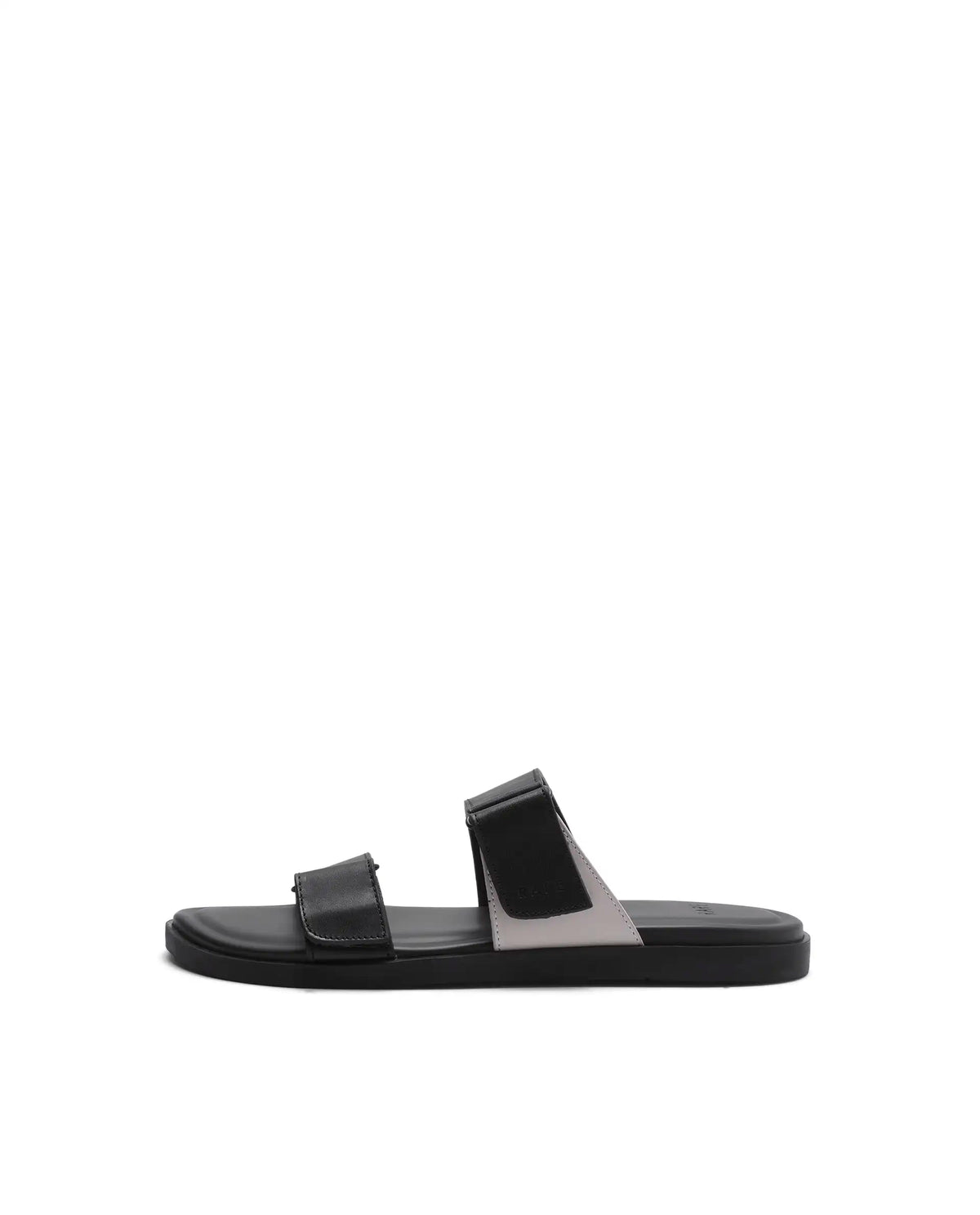 Rarez Men's Cain Black Leather Regular Sandal